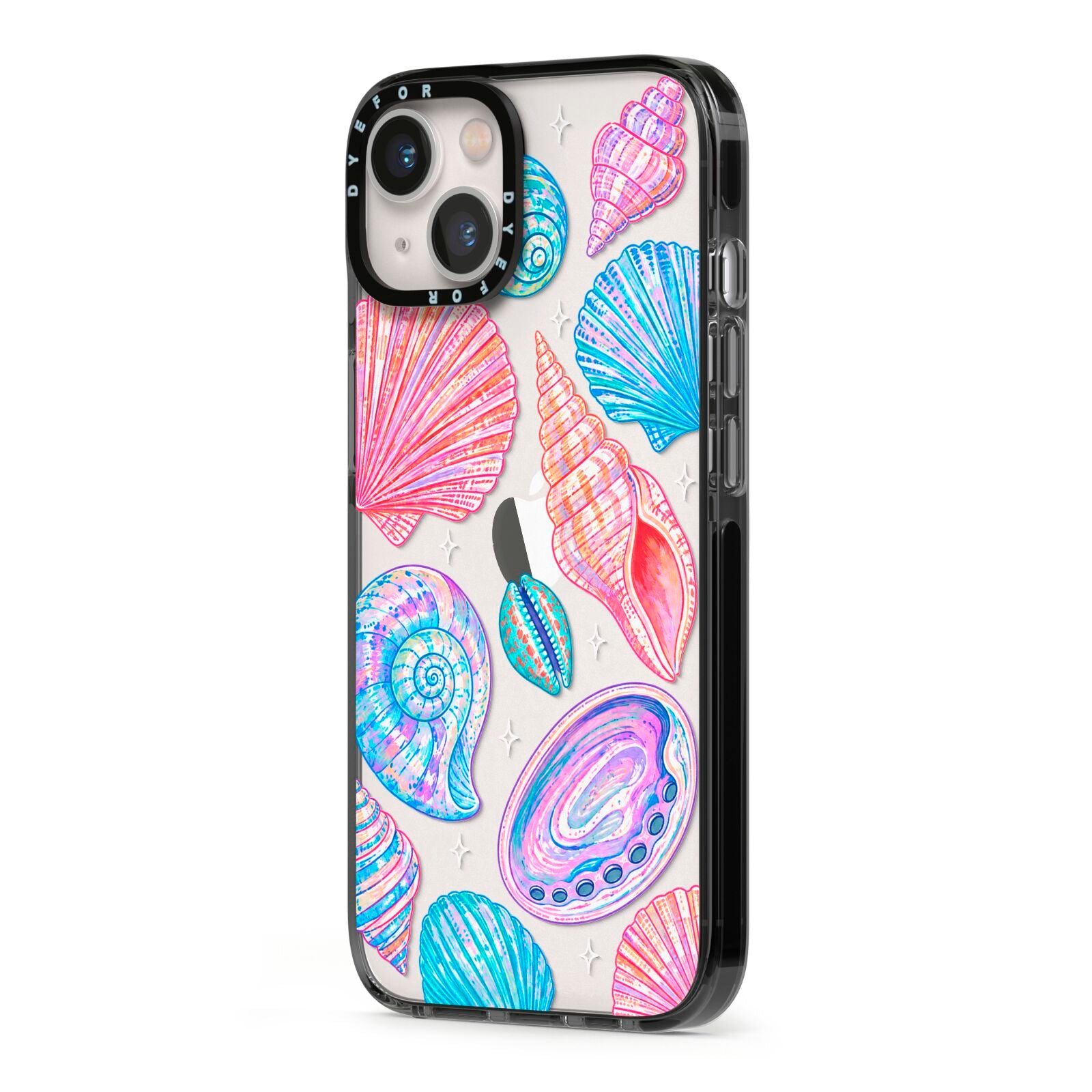 Prismatic Tide iPhone 13 Black Impact Case Side Angle on Silver phone