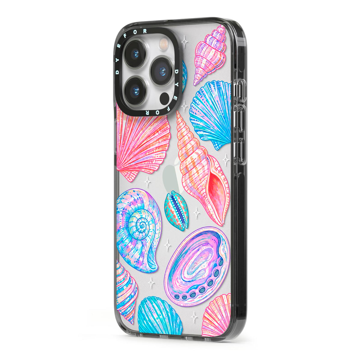 Prismatic Tide iPhone 13 Pro Black Impact Case Side Angle on Silver phone