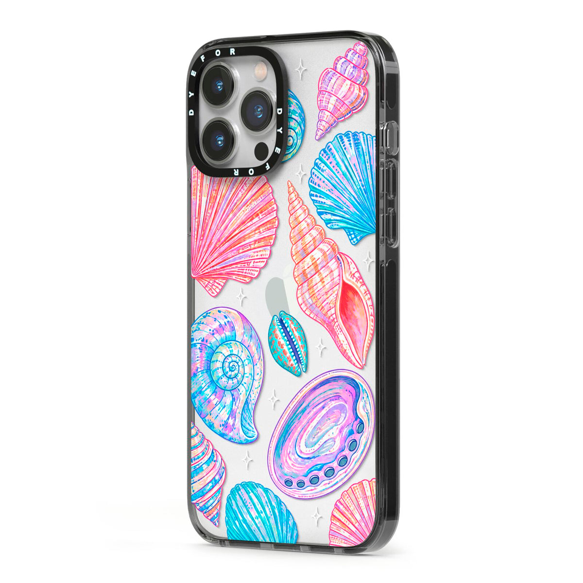 Prismatic Tide iPhone 13 Pro Max Black Impact Case Side Angle on Silver phone