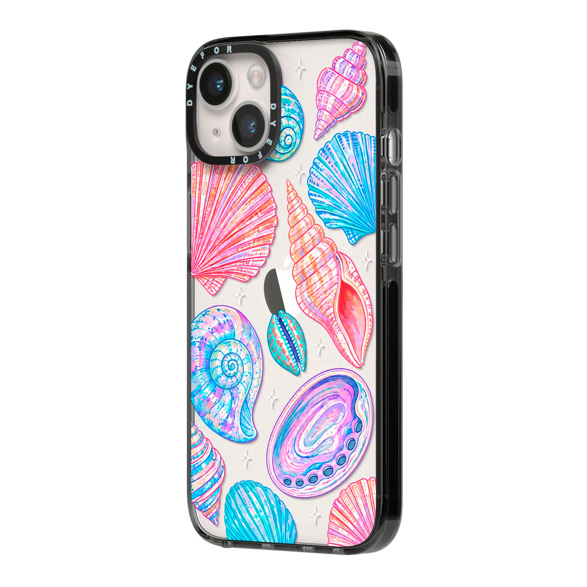 Prismatic Tide iPhone 14 Black Impact Case Side Angle on Silver phone