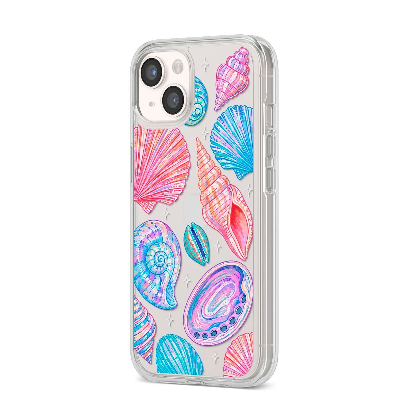 Prismatic Tide iPhone 14 Clear Tough Case Starlight Angled Image
