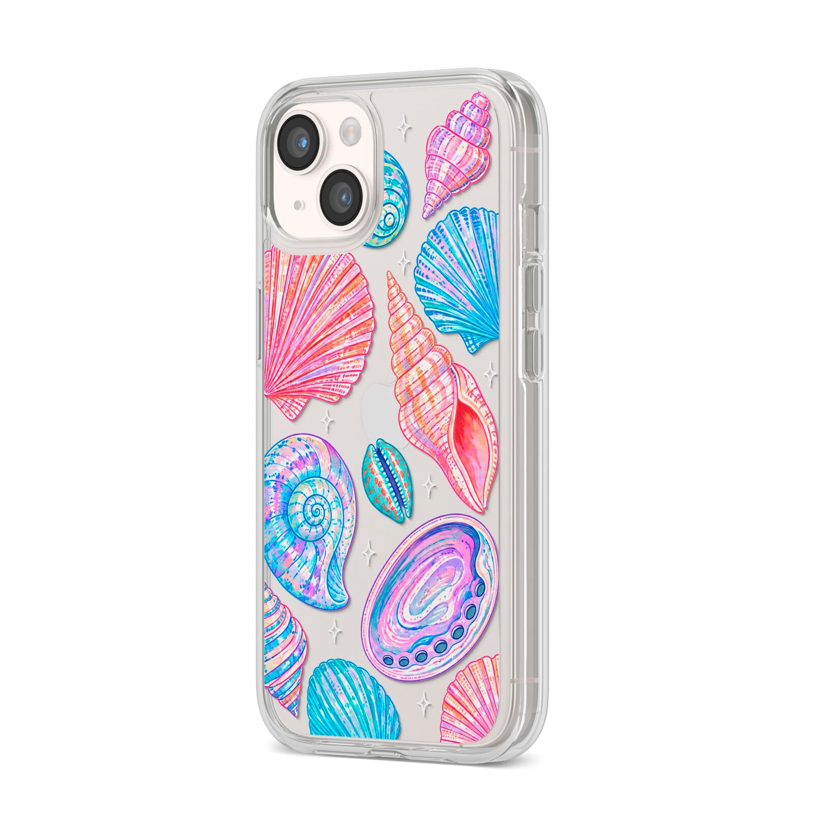 Prismatic Tide iPhone 14 Clear Tough Case Starlight Angled Image