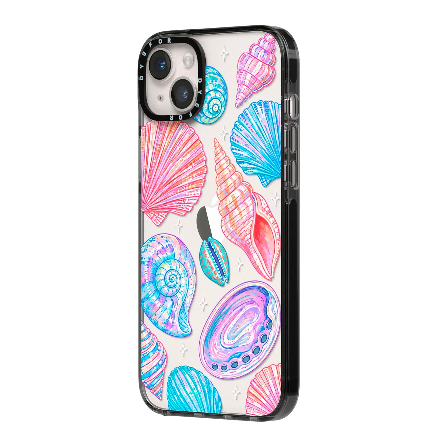 Prismatic Tide iPhone 14 Plus Black Impact Case Side Angle on Silver phone