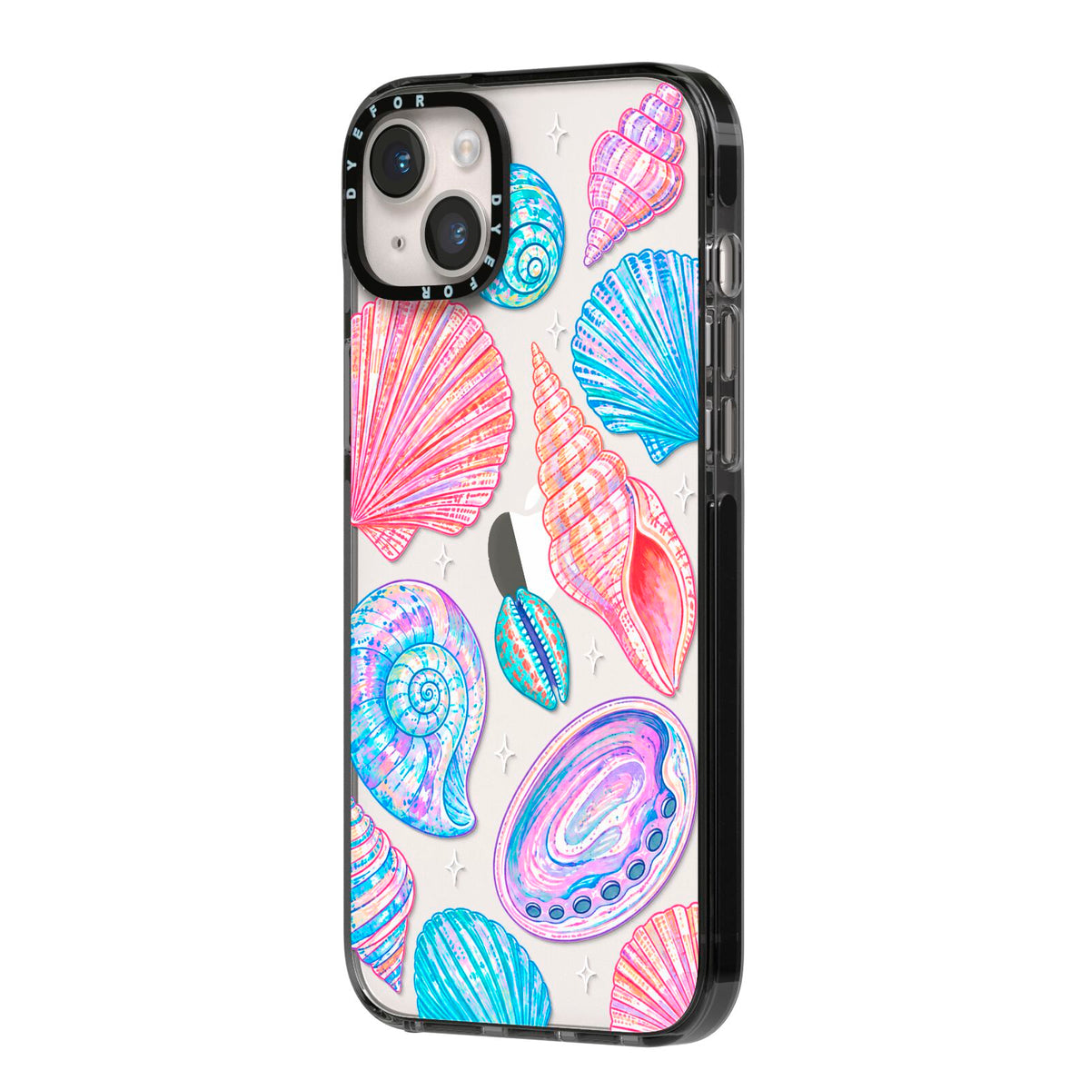 Prismatic Tide iPhone 14 Plus Black Impact Case Side Angle on Silver phone