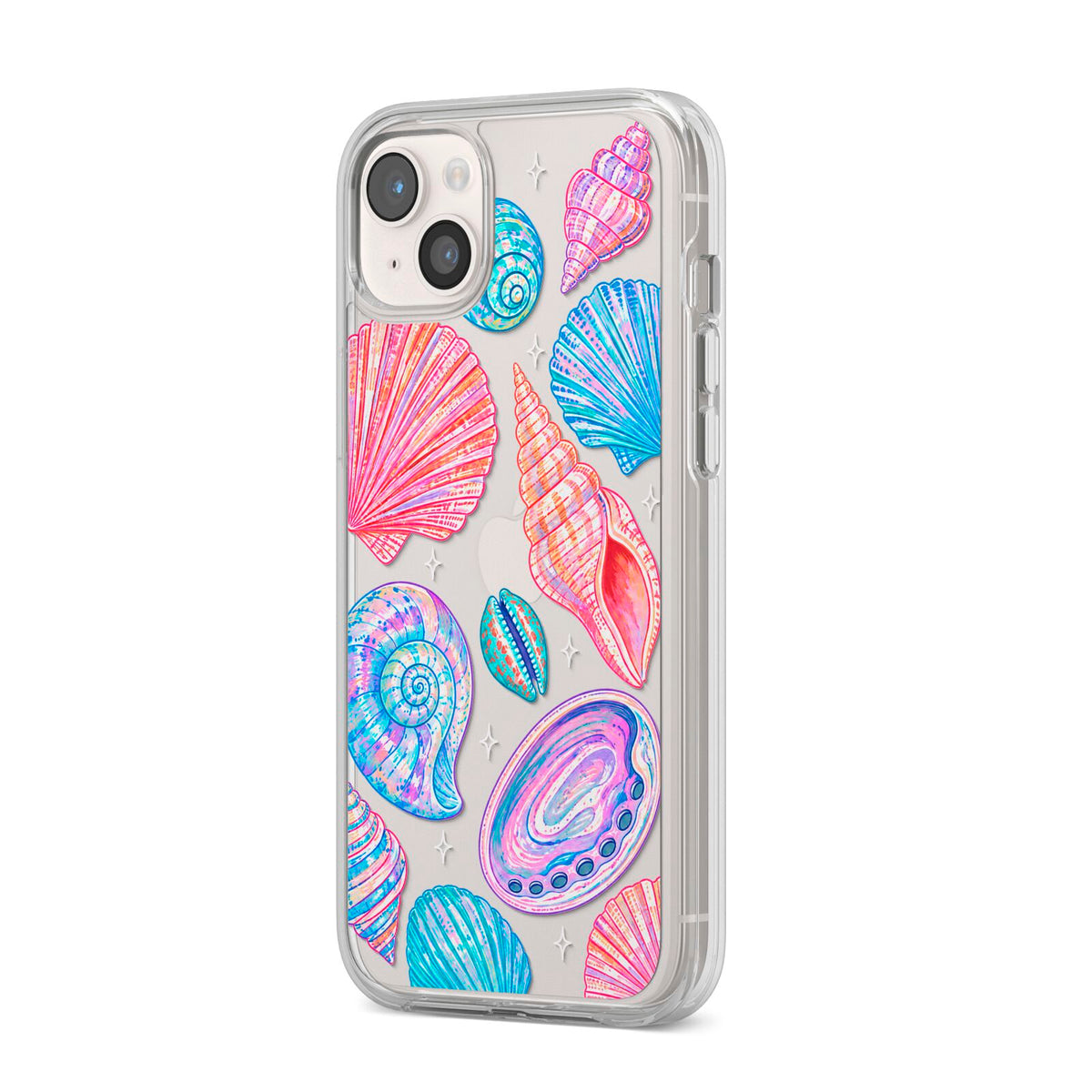 Prismatic Tide iPhone 14 Plus Clear Tough Case Starlight Angled Image
