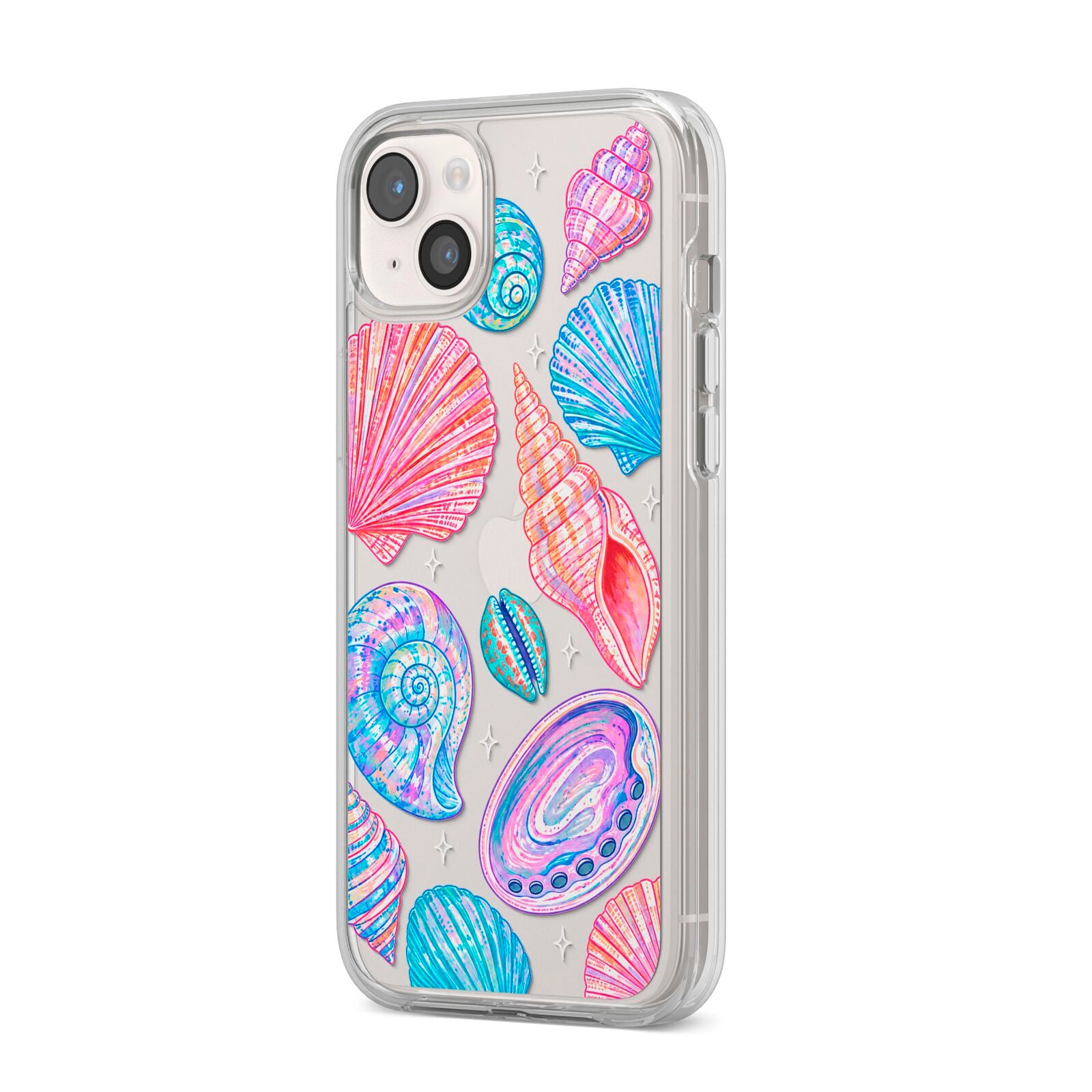 Prismatic Tide iPhone 14 Plus Clear Tough Case Starlight Angled Image