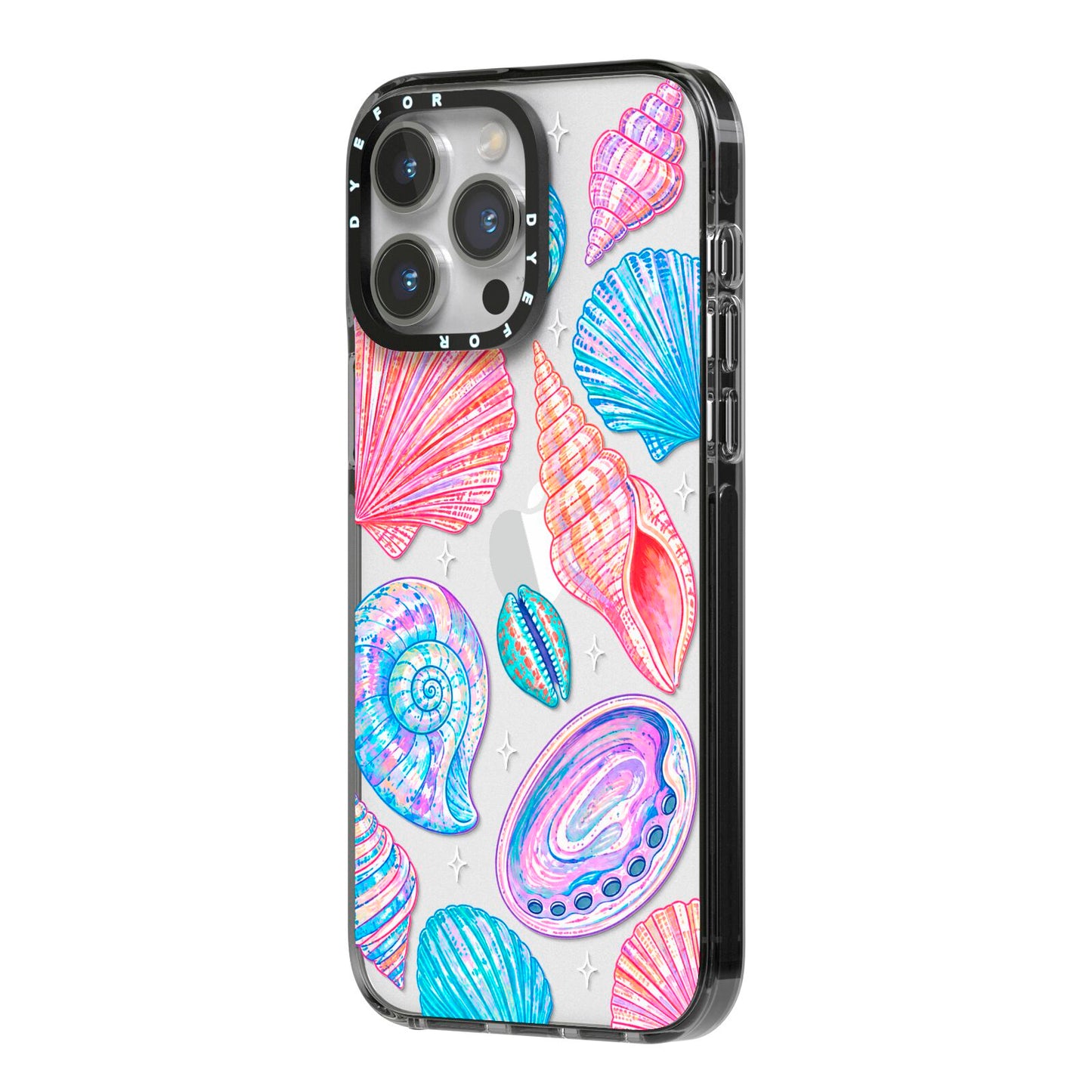 Prismatic Tide iPhone 14 Pro Max Black Impact Case Side Angle on Silver phone