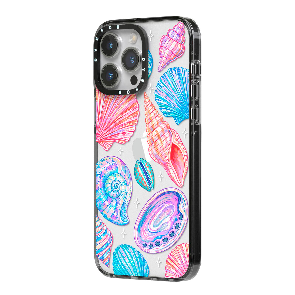 Prismatic Tide iPhone 14 Pro Max Black Impact Case Side Angle on Silver phone