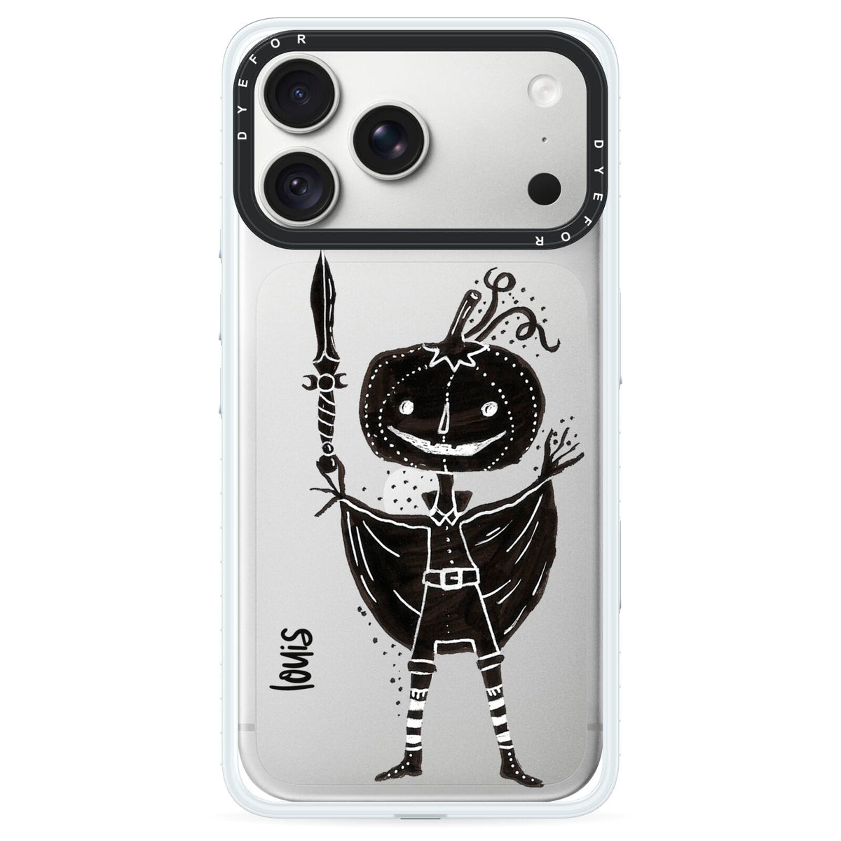 Pumpkin Head Personalised iPhone 18 Pro Max Black Impact Pre order Case on Silver phone