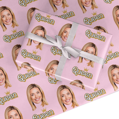 Queen Crown Personalised Photo Pink Custom Wrapping Paper