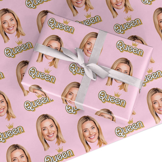 Queen Crown Personalised Photo Pink Custom Wrapping Paper