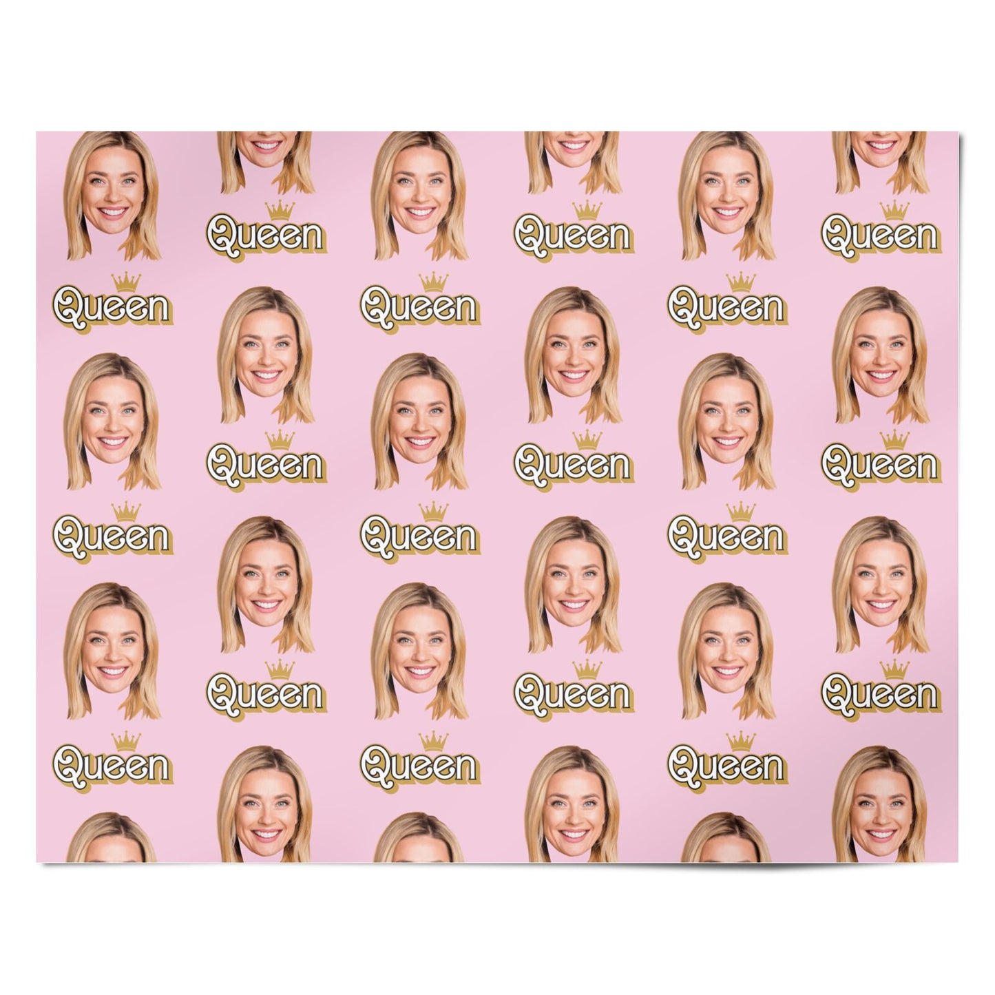 Queen Crown Personalised Photo Pink Personalised Wrapping Paper Alternative