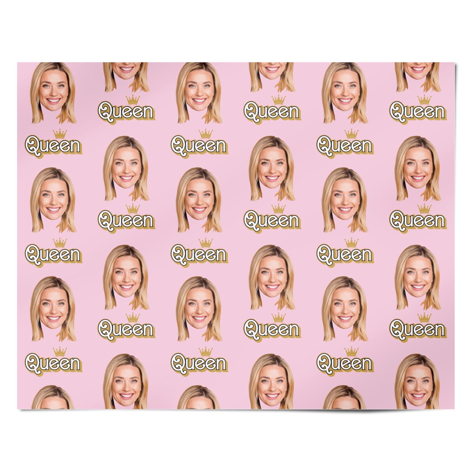 Queen Crown Personalised Photo Pink Personalised Wrapping Paper Alternative