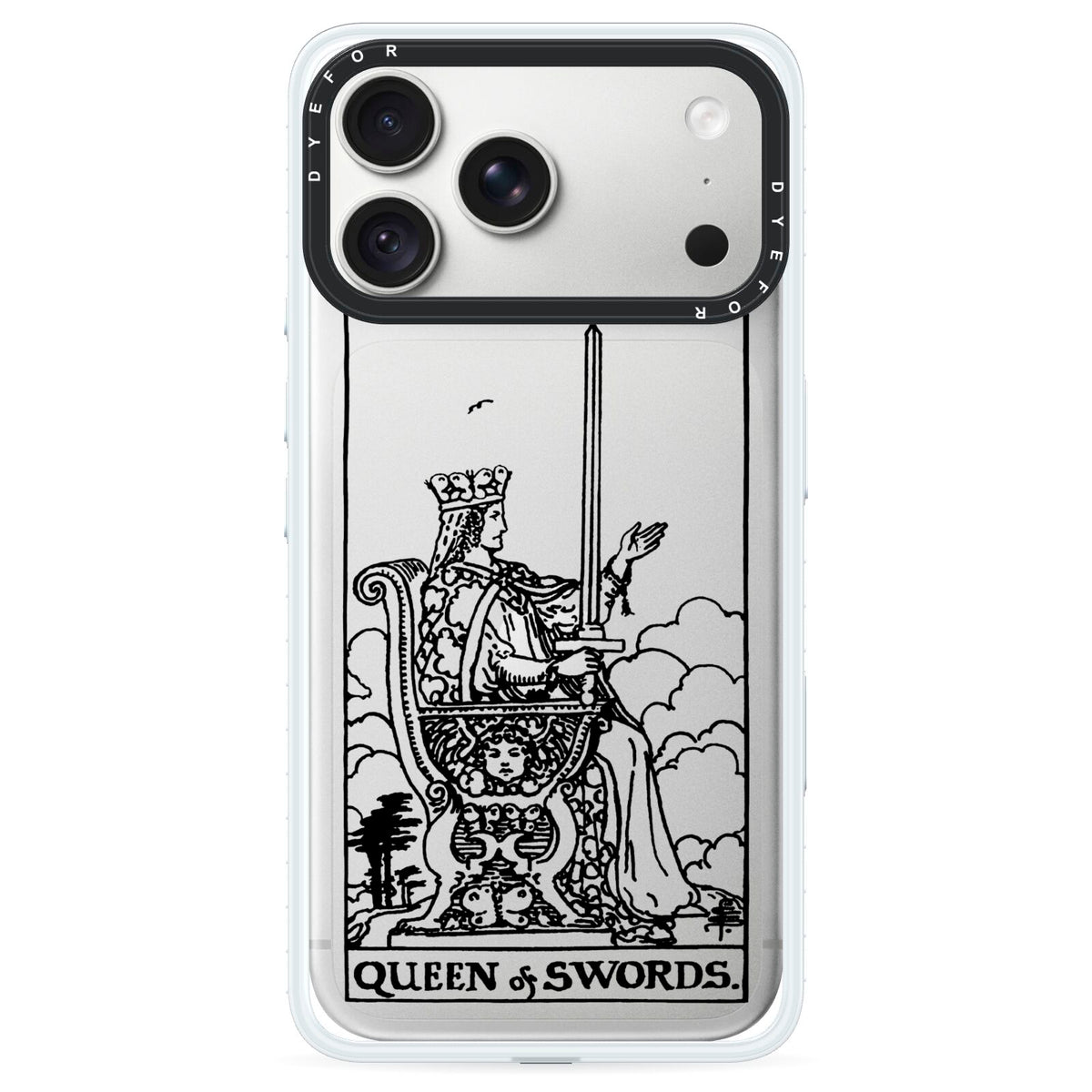 Queen of Swords Monochrome iPhone 18 Pro Max Black Impact Pre order Case on Silver phone
