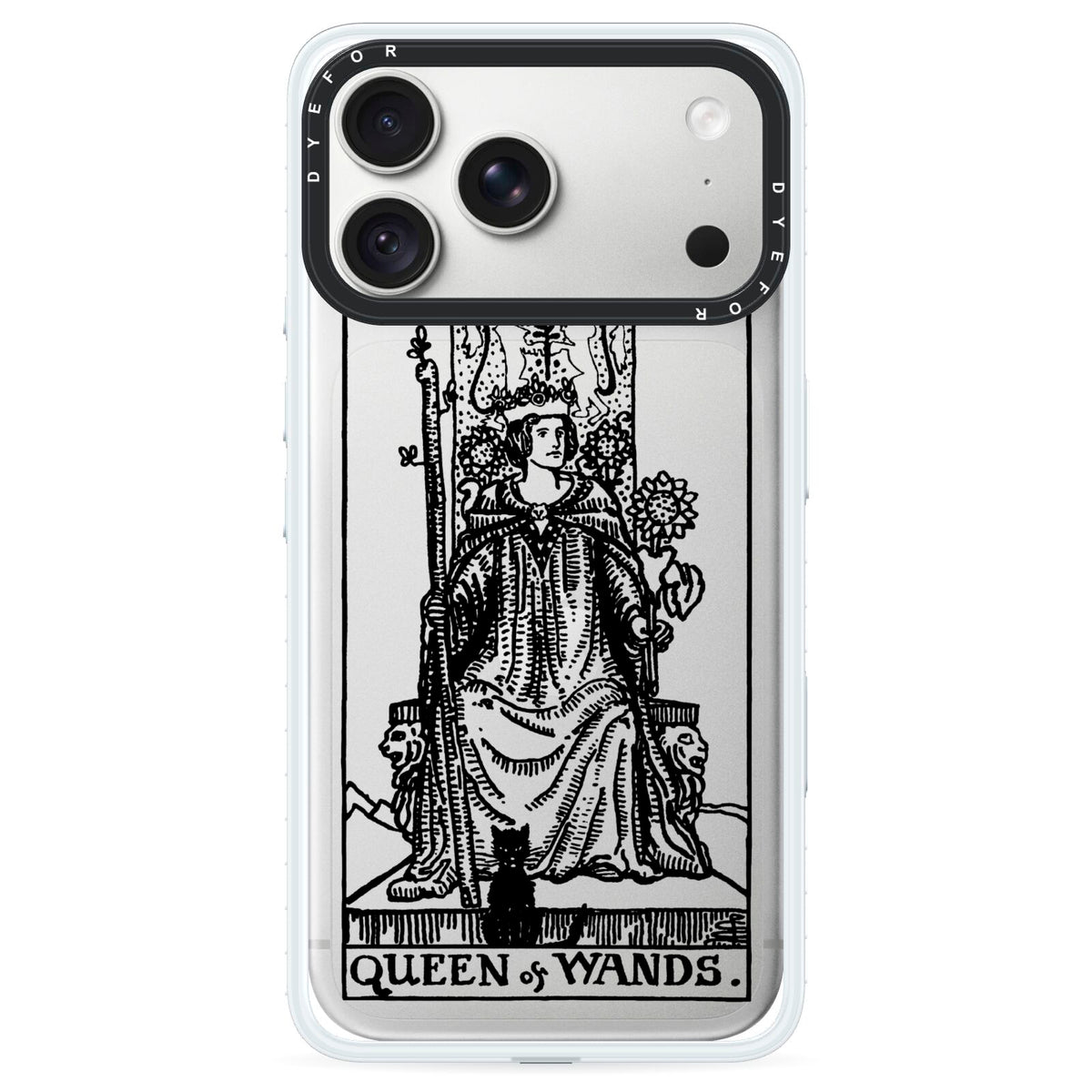 Queen of Wands Monochrome iPhone 18 Pro Black Impact Pre order Case on Silver phone