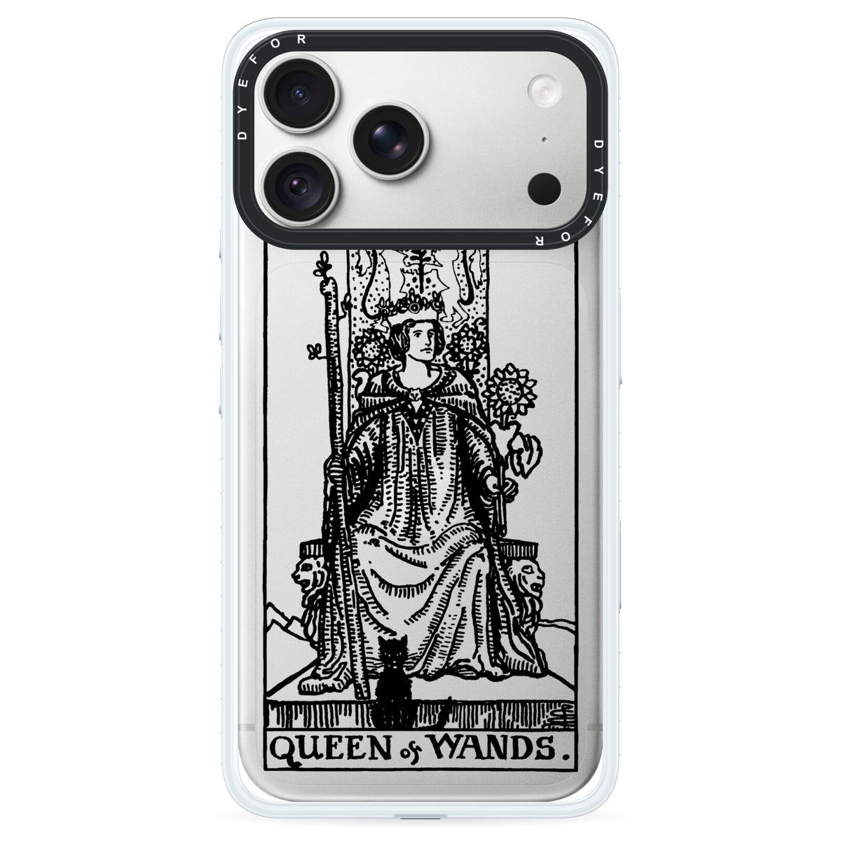 Queen of Wands Monochrome iPhone 18 Pro Max Black Impact Pre order Case on Silver phone