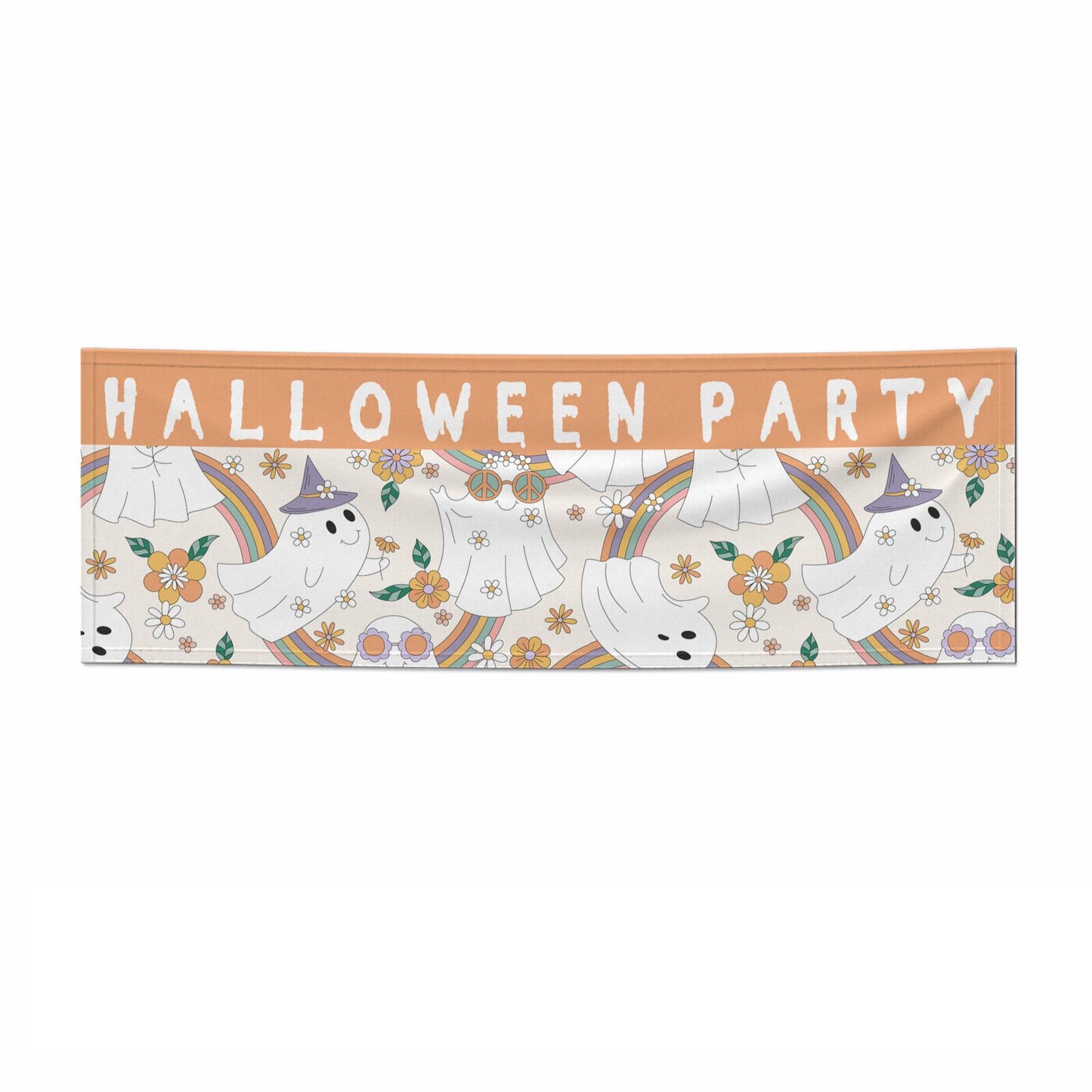 Rainbow Ghost Happy Halloween 3x1 Paper Banner