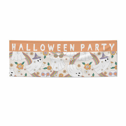 Rainbow Ghost Happy Halloween 6x2 Banner