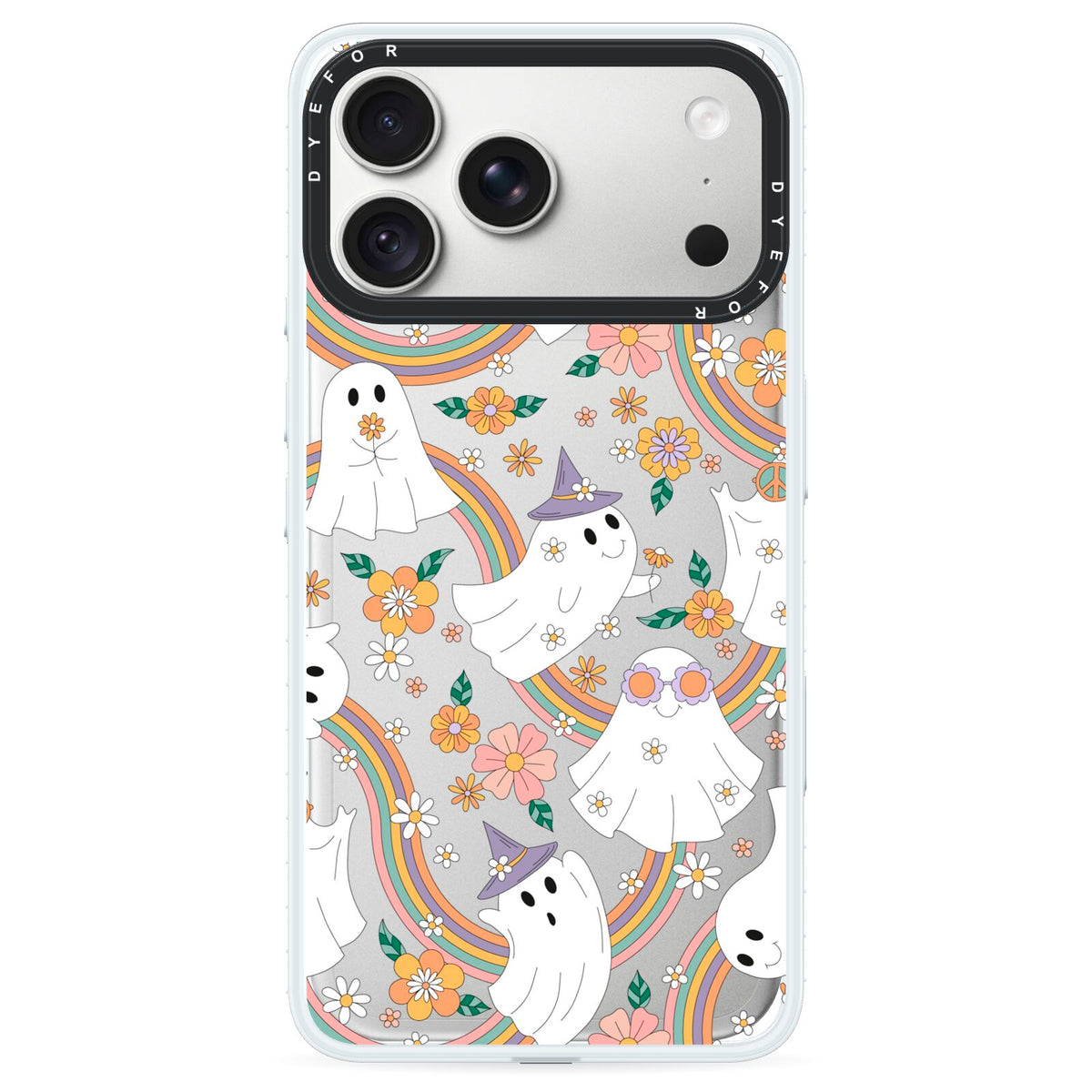 Rainbow Ghost iPhone 18 Pro Max Black Impact Pre order Case on Silver phone