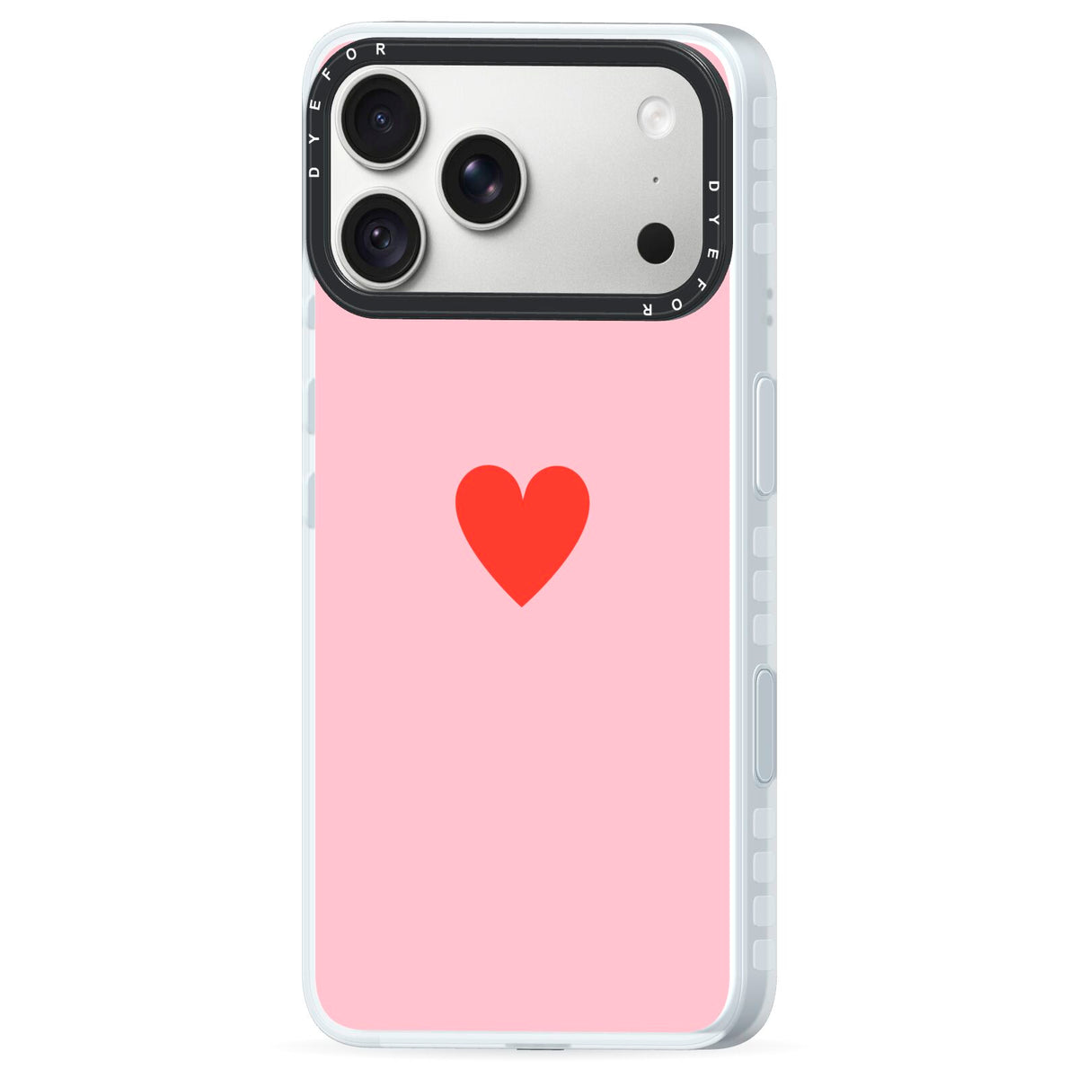 Red Heart iPhone 18 Pro Max Black Impact Pre order Case Side Angle on Silver phone