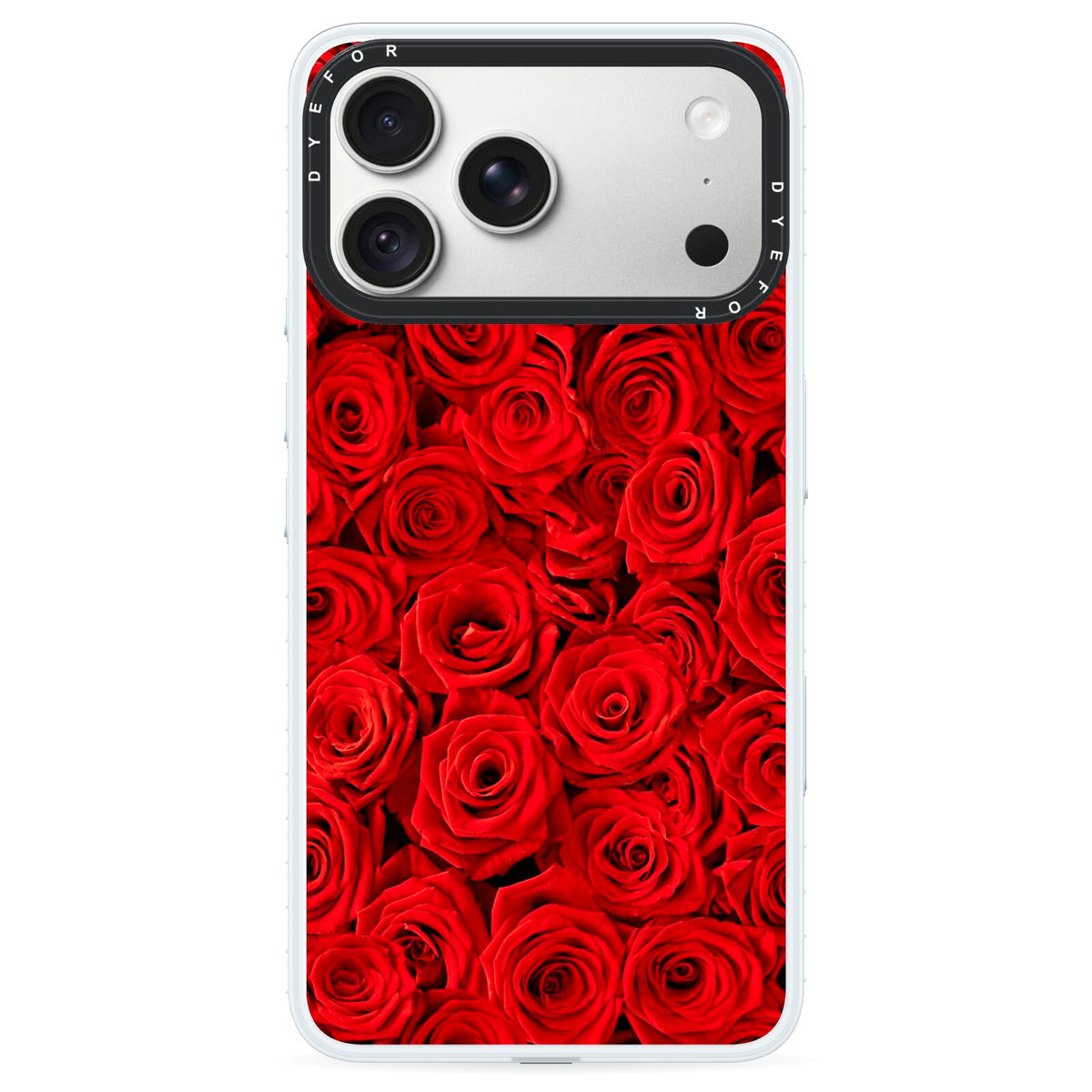 Red Rose iPhone 18 Pro Max Black Impact Pre order Case on Silver phone