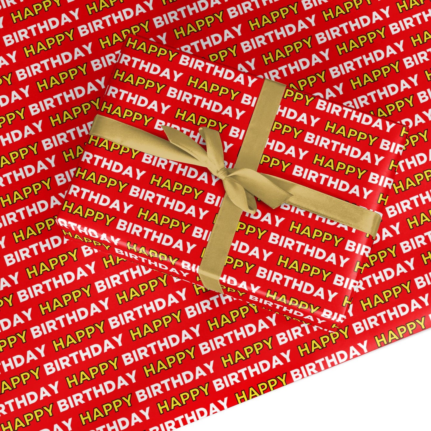 Red White Gold Birthday Football Fan Custom Wrapping Paper