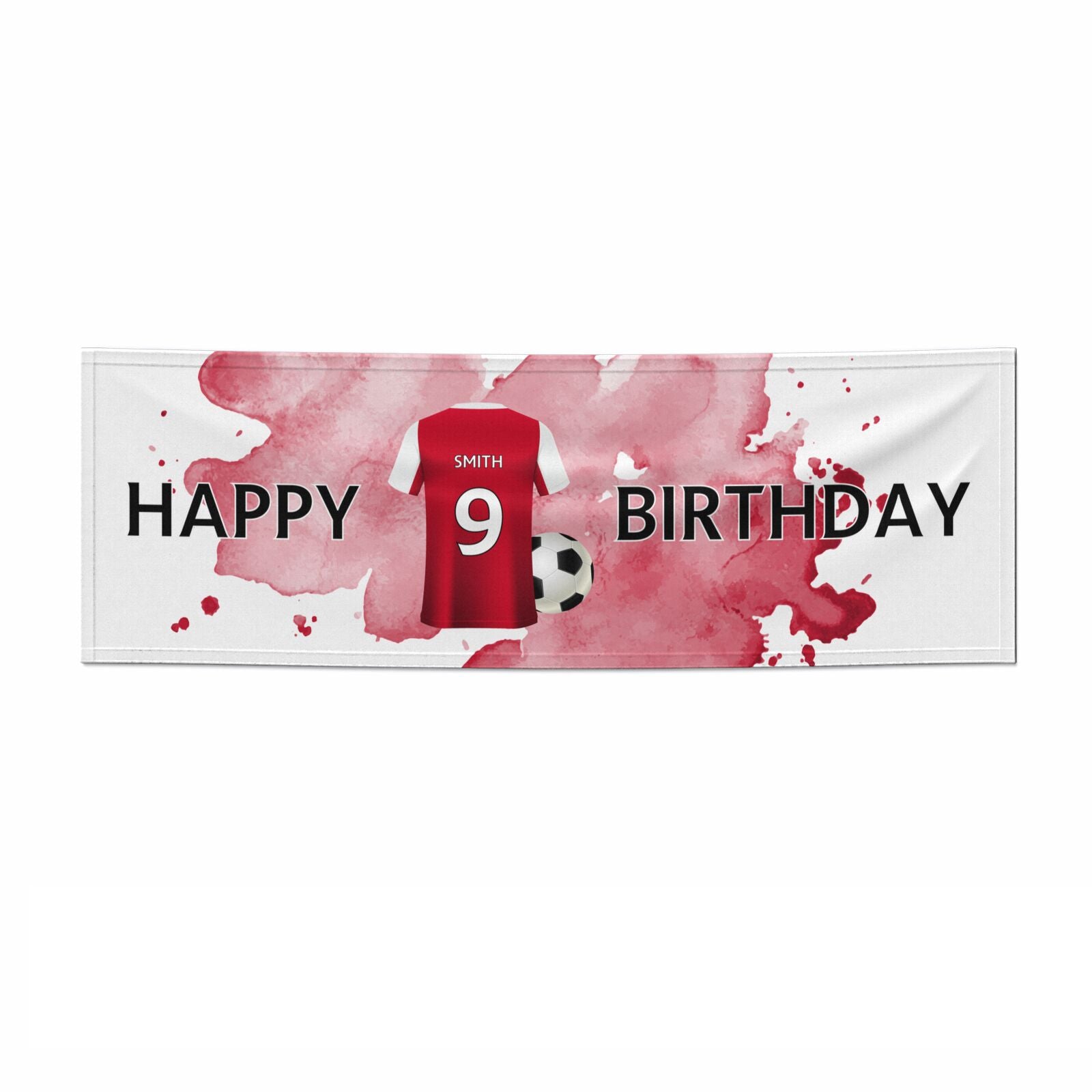 Red White Personalised Football Shirt 3x1 Paper Banner
