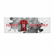 Red and Black Stripes Personalised Football Shirt 6x2 Banner