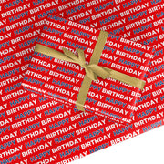 Red and White Birthday Text Pattern Custom Wrapping Paper