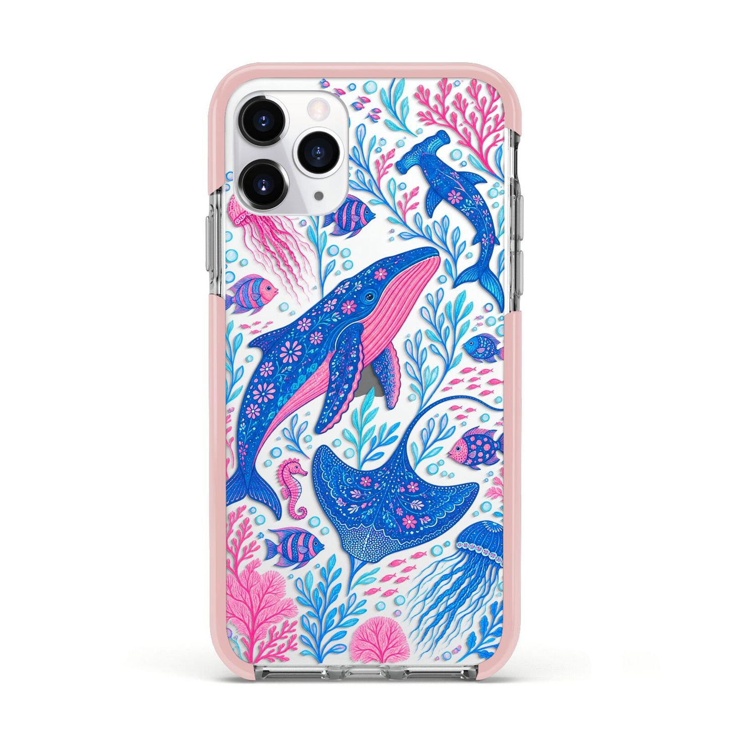 Reef Rhapsody Apple iPhone 11 Pro in Silver with Pink Impact Case
