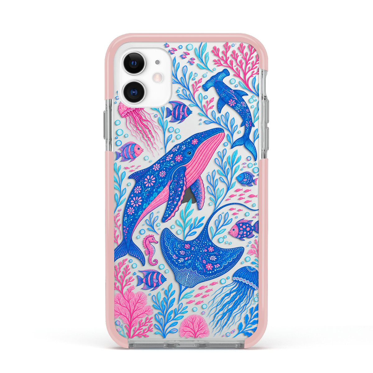 Reef Rhapsody Apple iPhone 11 in White with Pink Impact Case