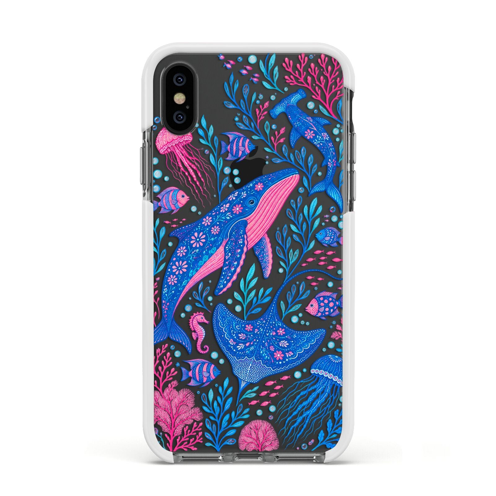 Reef Rhapsody Apple iPhone Xs Impact Case White Edge on Black Phone