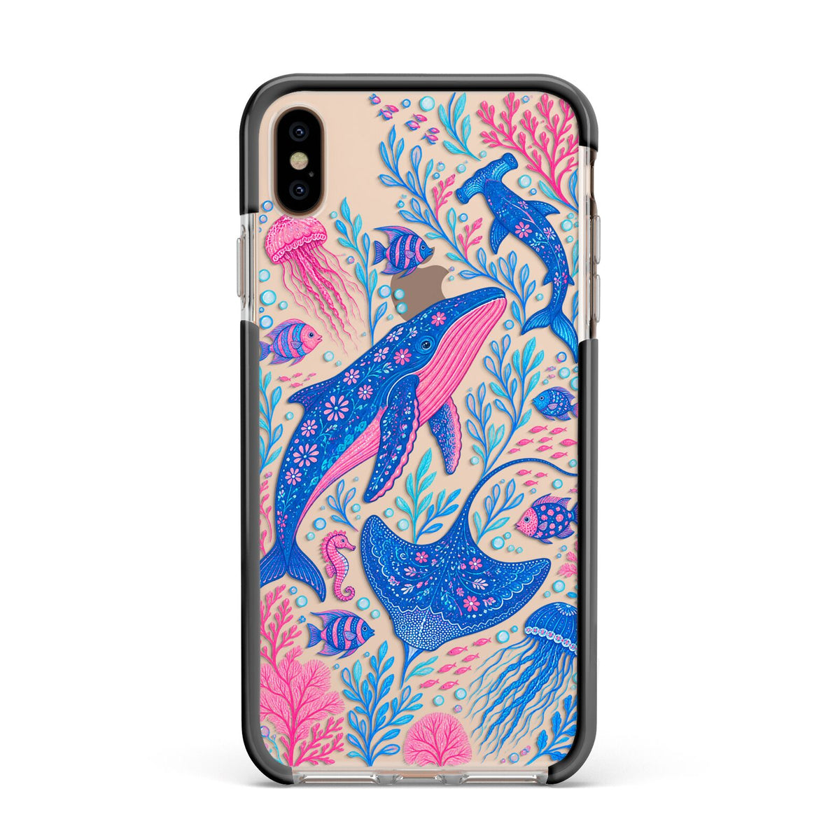 Reef Rhapsody Apple iPhone Xs Max Impact Case Black Edge on Gold Phone