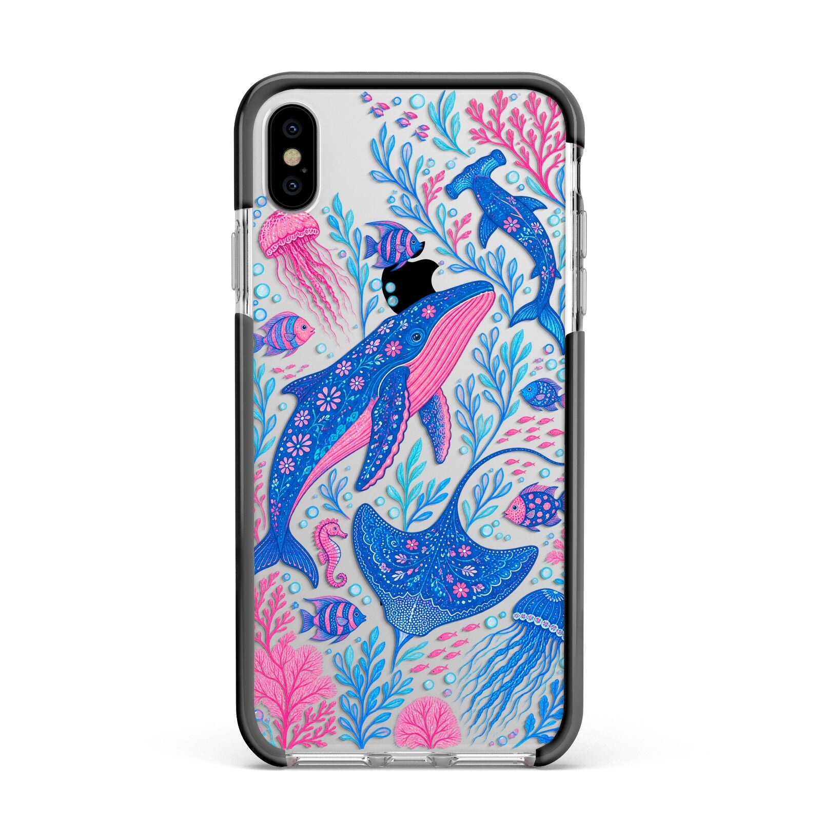 Reef Rhapsody Apple iPhone Xs Max Impact Case Black Edge on Silver Phone