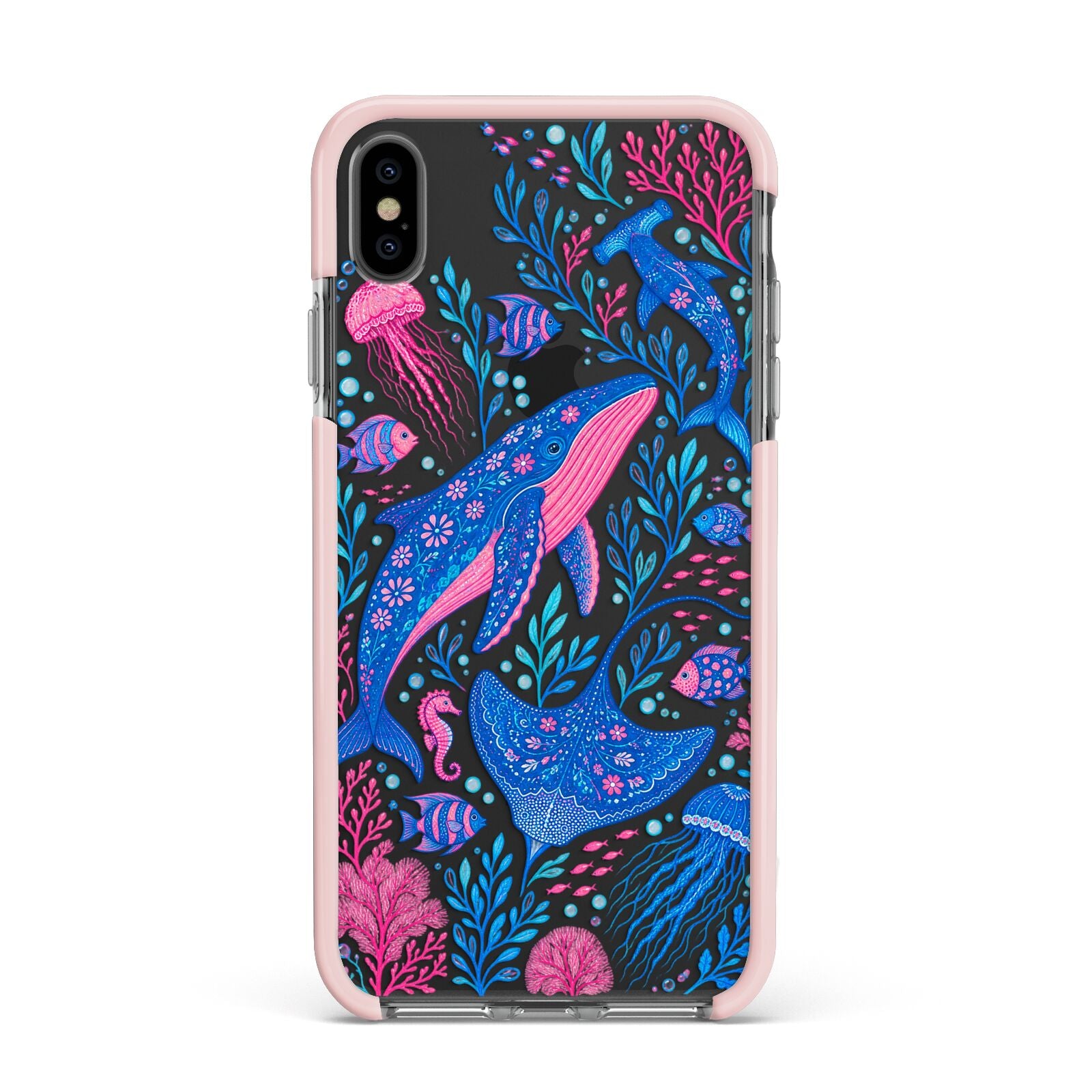 Reef Rhapsody Apple iPhone Xs Max Impact Case Pink Edge on Black Phone