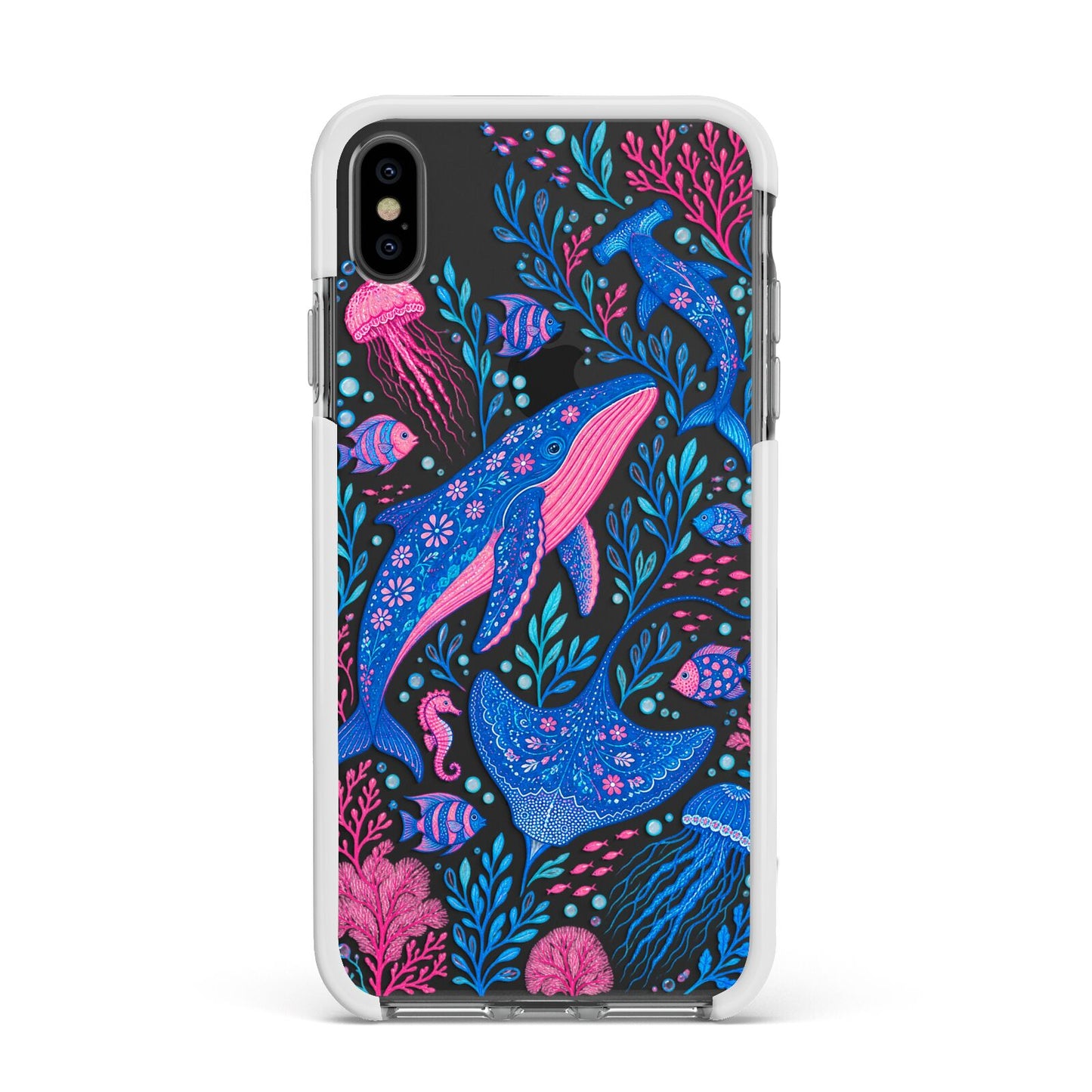 Reef Rhapsody Apple iPhone Xs Max Impact Case White Edge on Black Phone