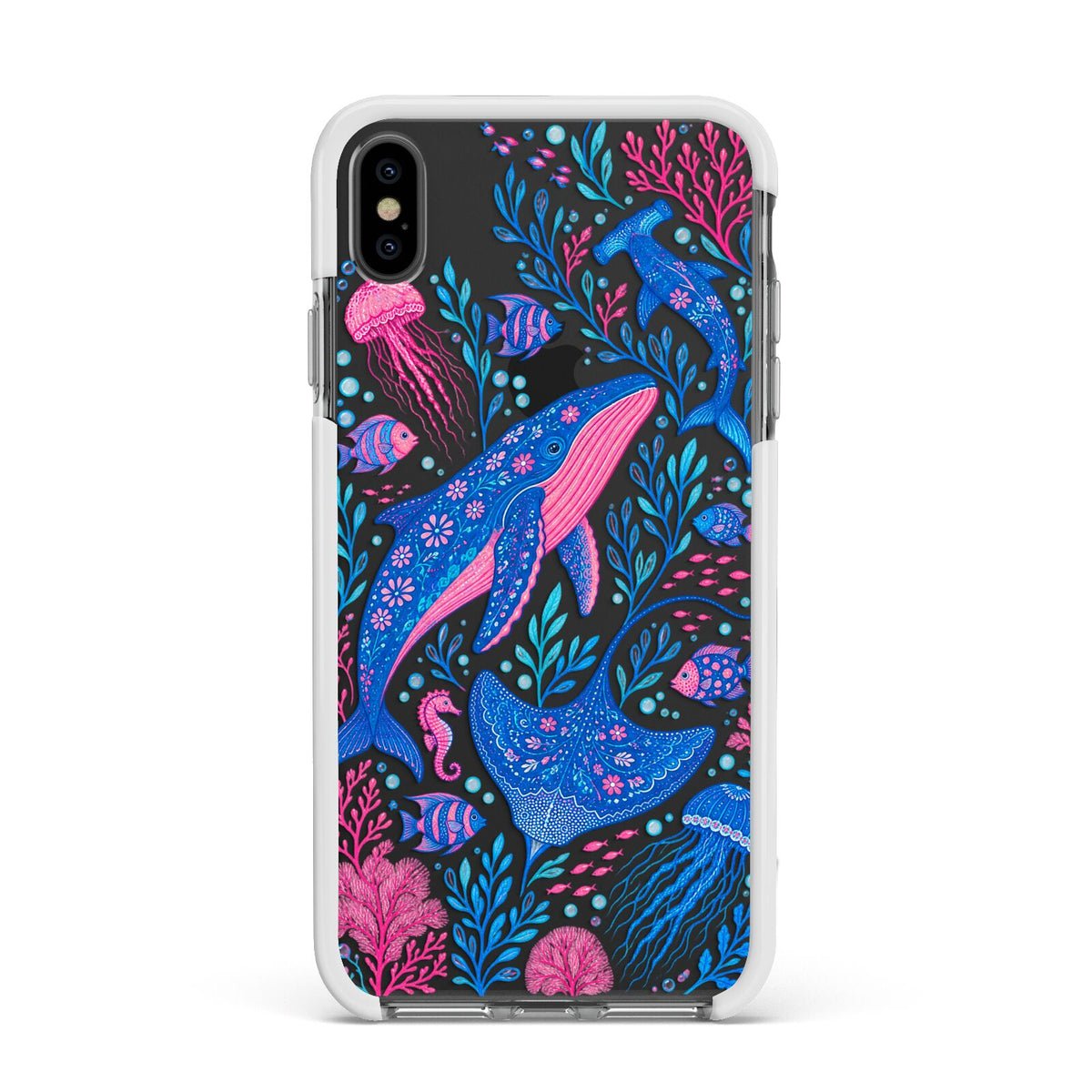 Reef Rhapsody Apple iPhone Xs Max Impact Case White Edge on Black Phone