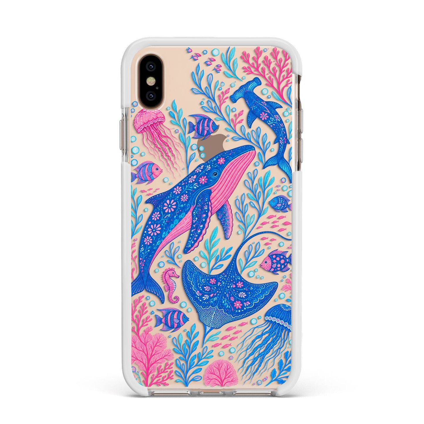 Reef Rhapsody Apple iPhone Xs Max Impact Case White Edge on Gold Phone