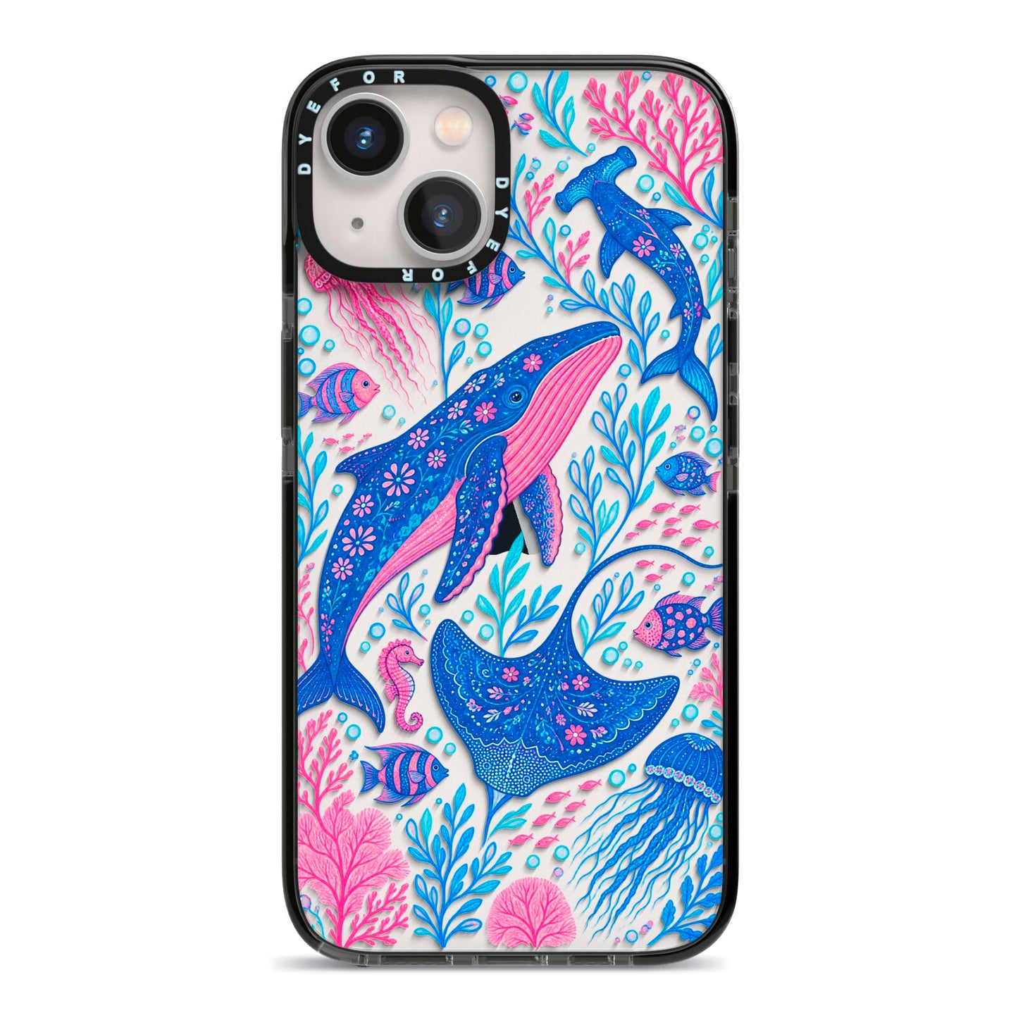 Reef Rhapsody iPhone 13 Black Impact Case on Silver phone