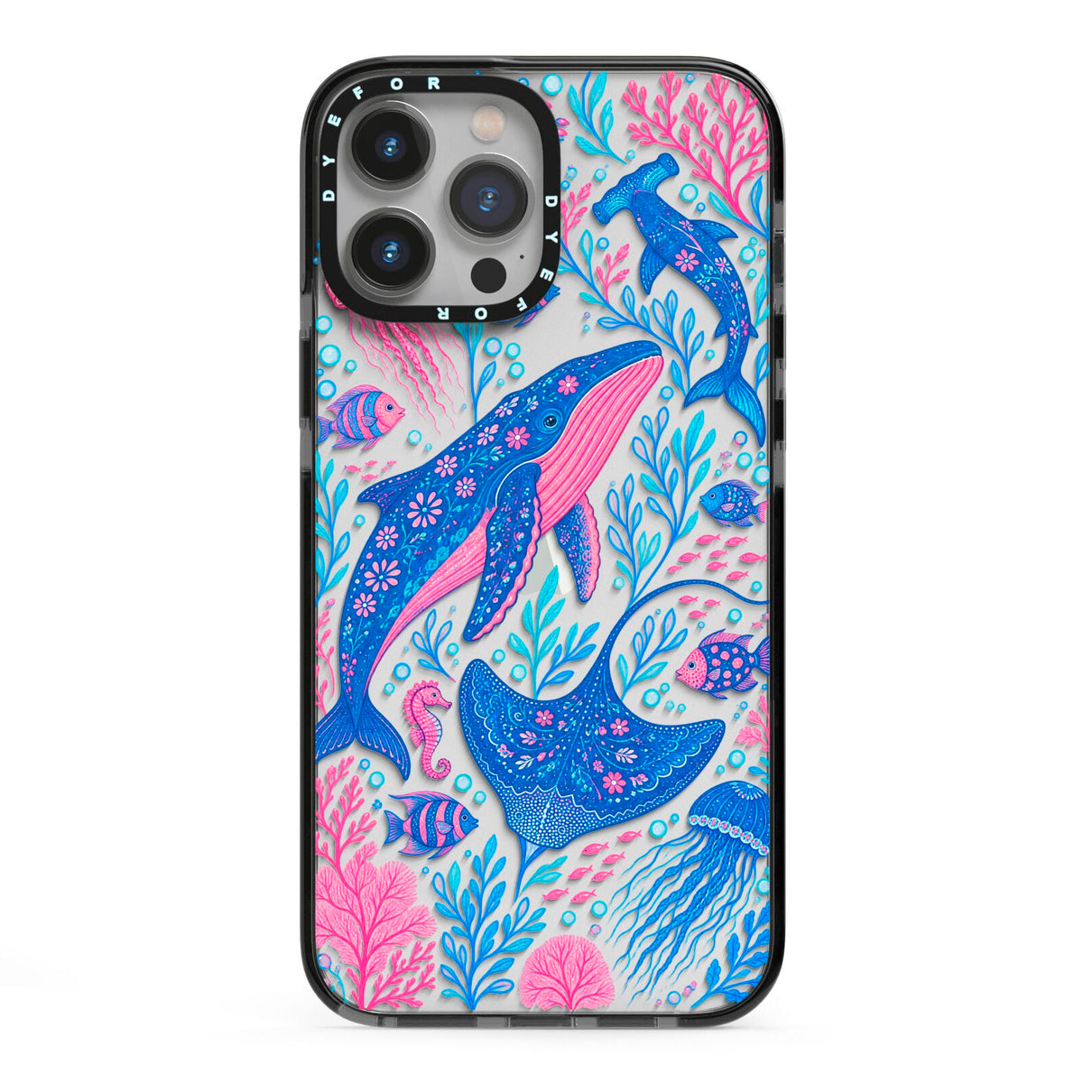 Reef Rhapsody iPhone 13 Pro Max Black Impact Case on Silver phone