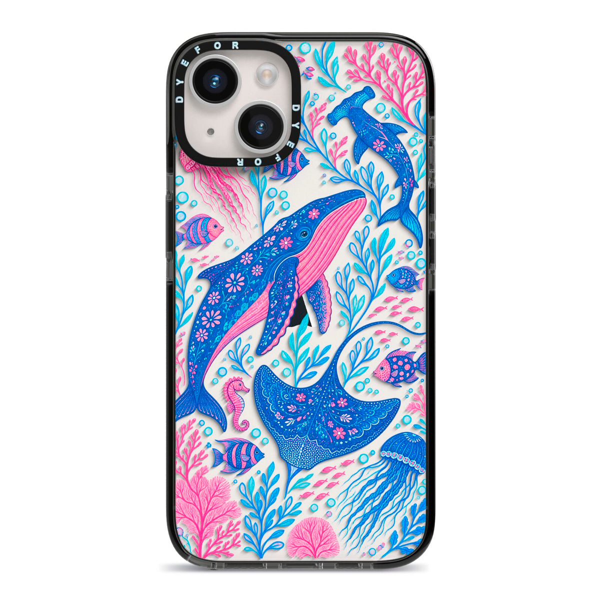 Reef Rhapsody iPhone 14 Black Impact Case on Silver phone