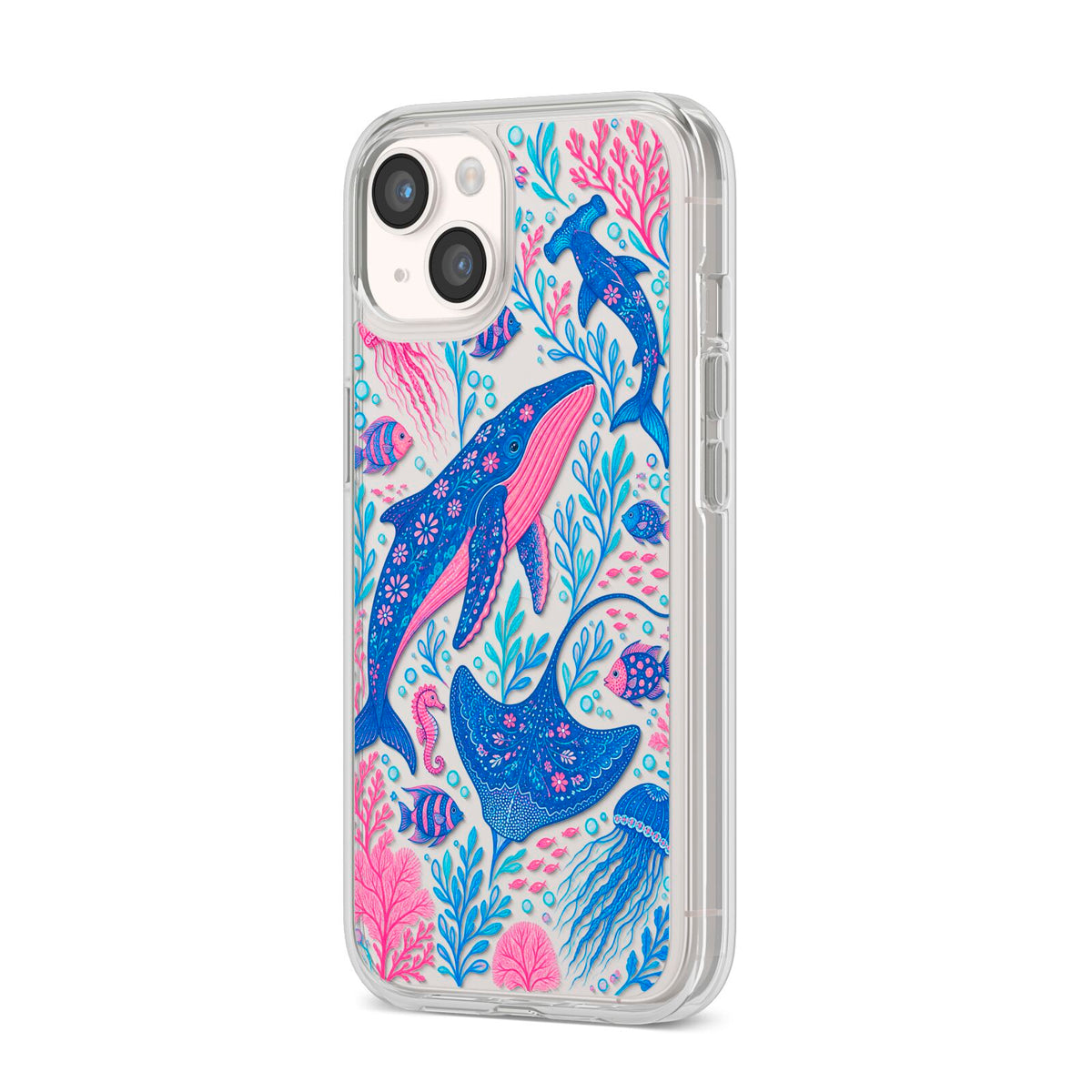 Reef Rhapsody iPhone 14 Clear Tough Case Starlight Angled Image