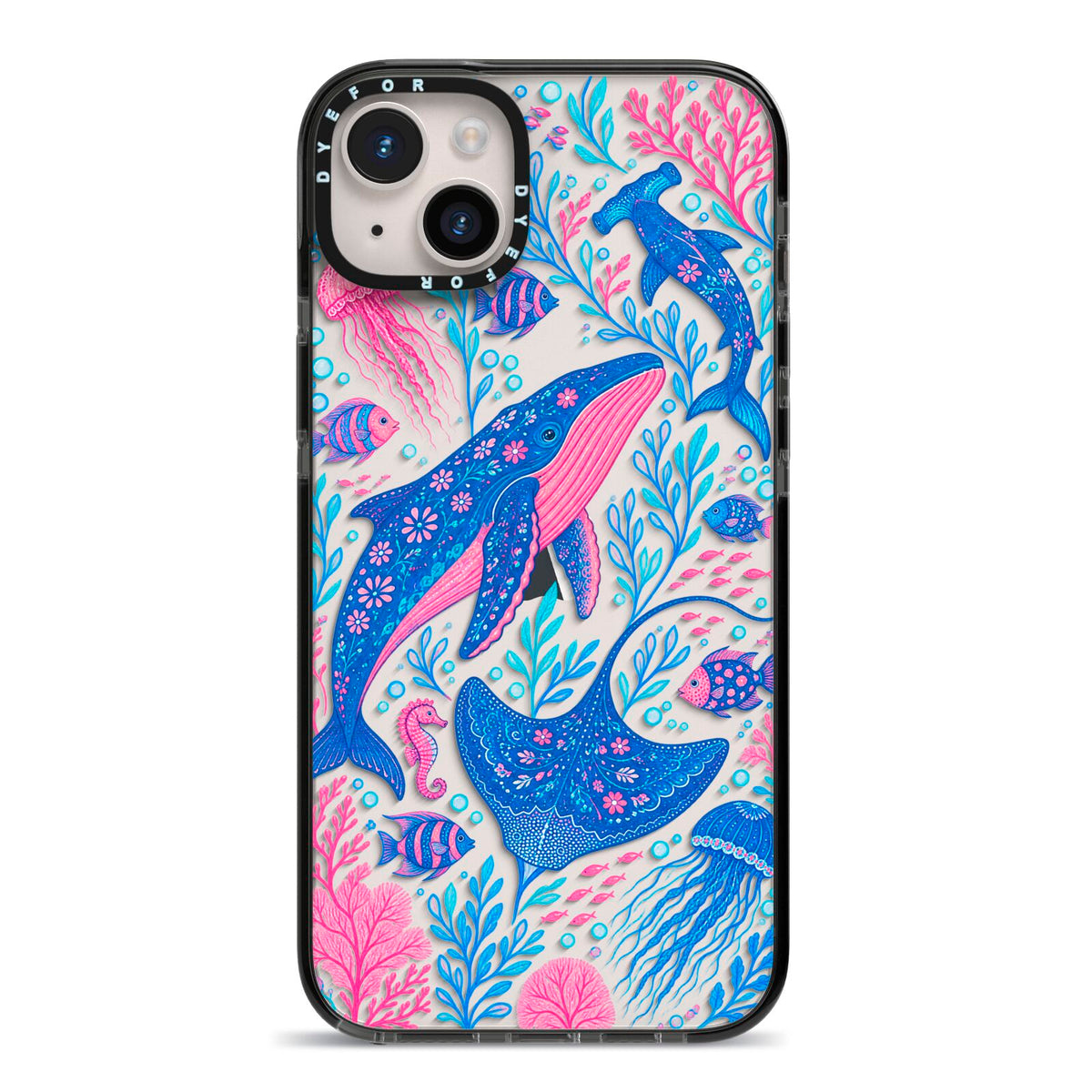 Reef Rhapsody iPhone 14 Plus Black Impact Case on Silver phone