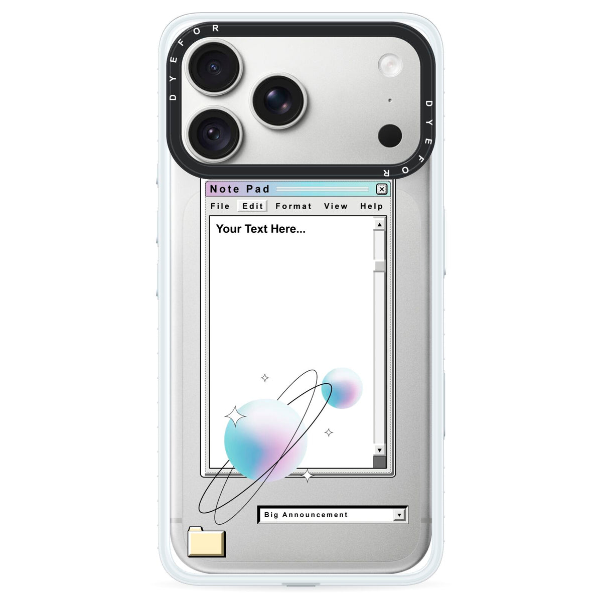 Retro Note Pad iPhone 18 Pro Black Impact Pre order Case on Silver phone
