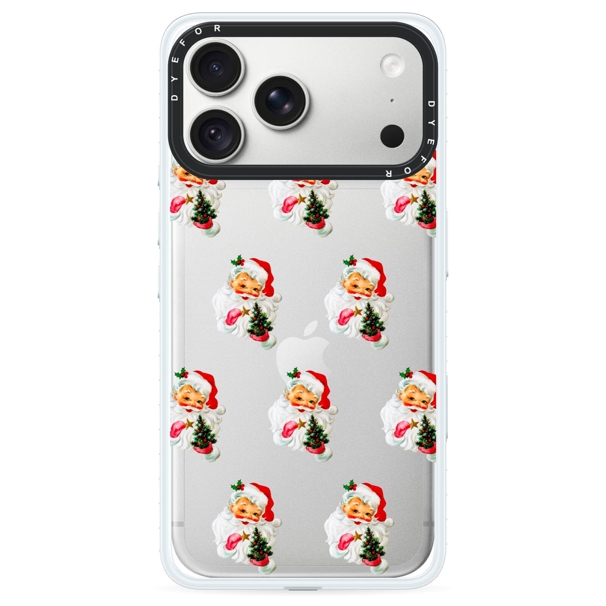 Retro Santa Face iPhone 18 Pro Max Black Impact Pre order Case on Silver phone