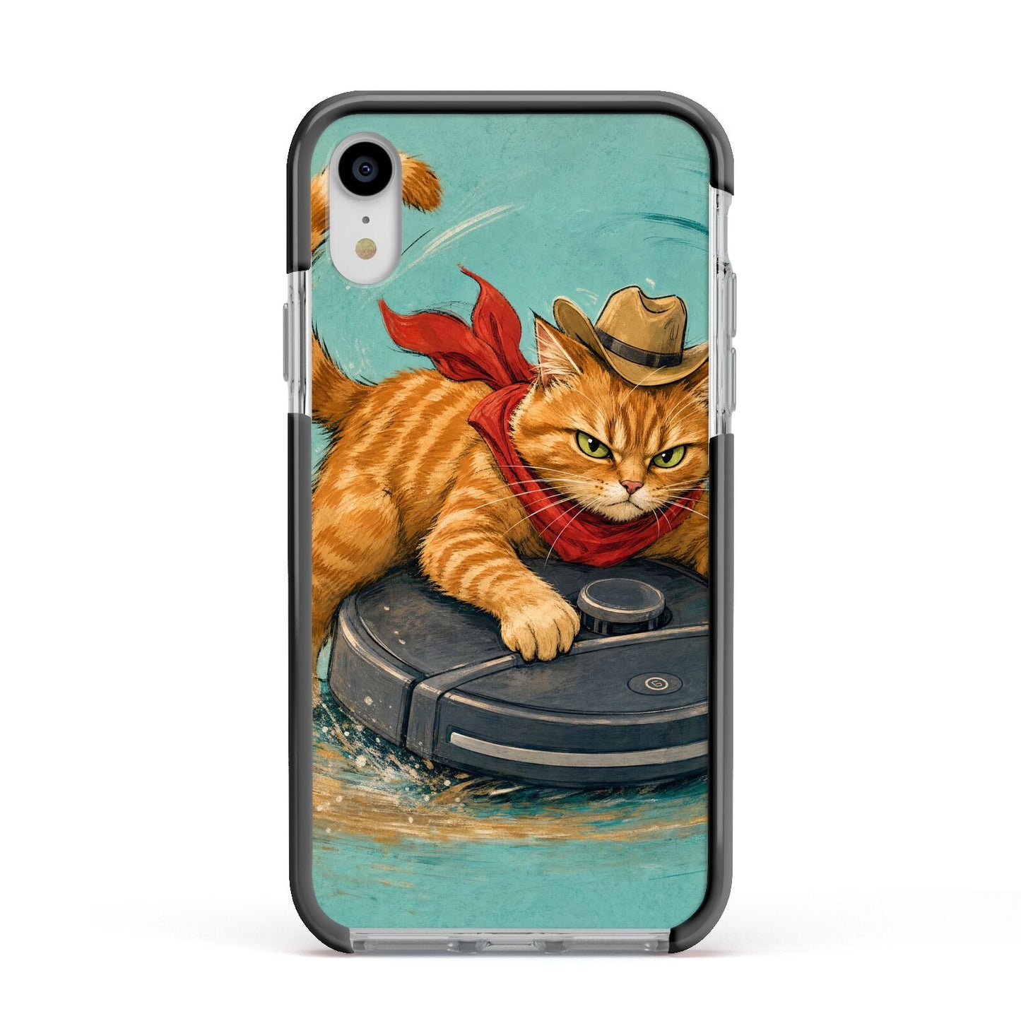 Robo Rodeo Apple iPhone XR Impact Case Black Edge on Silver Phone