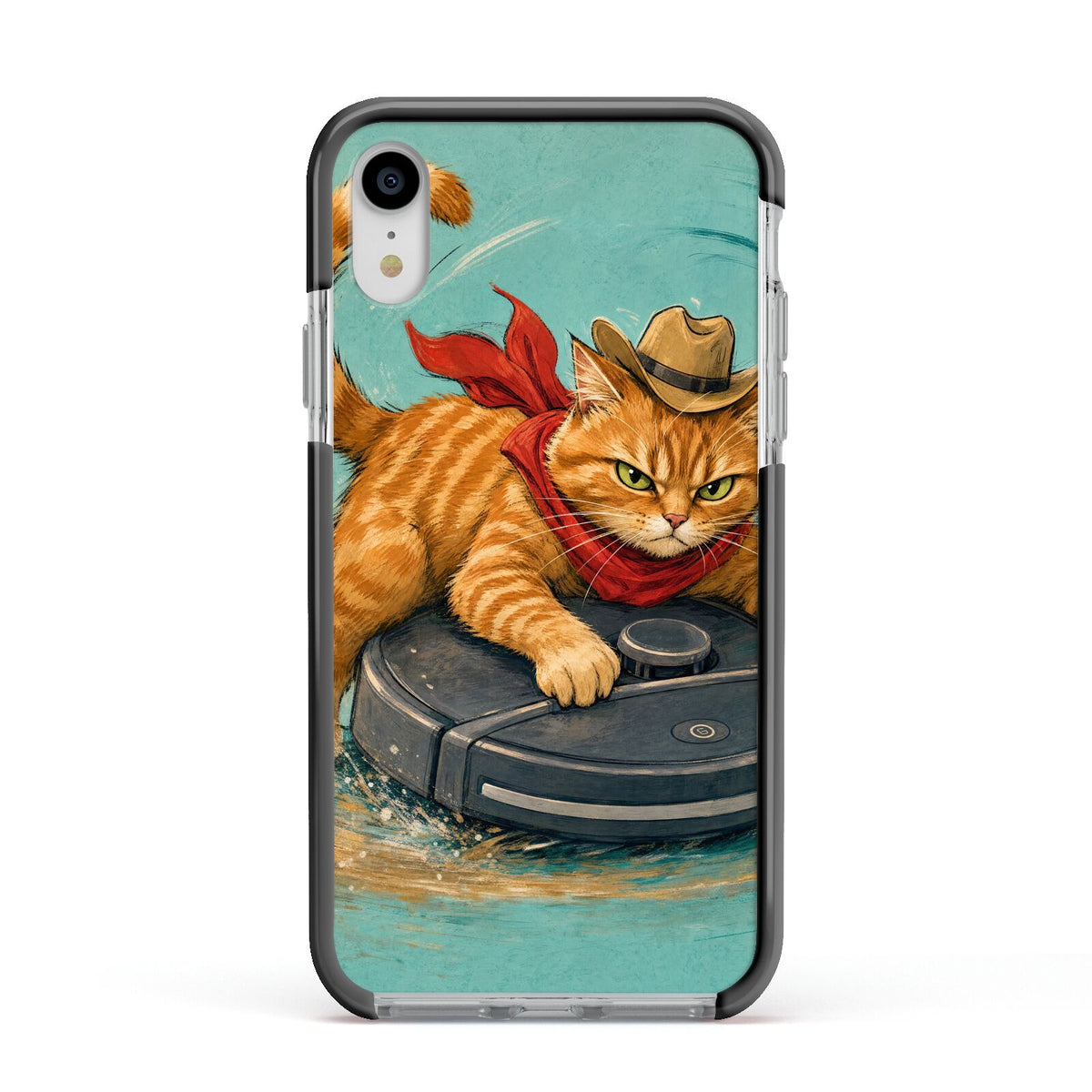 Robo Rodeo Apple iPhone XR Impact Case Black Edge on Silver Phone