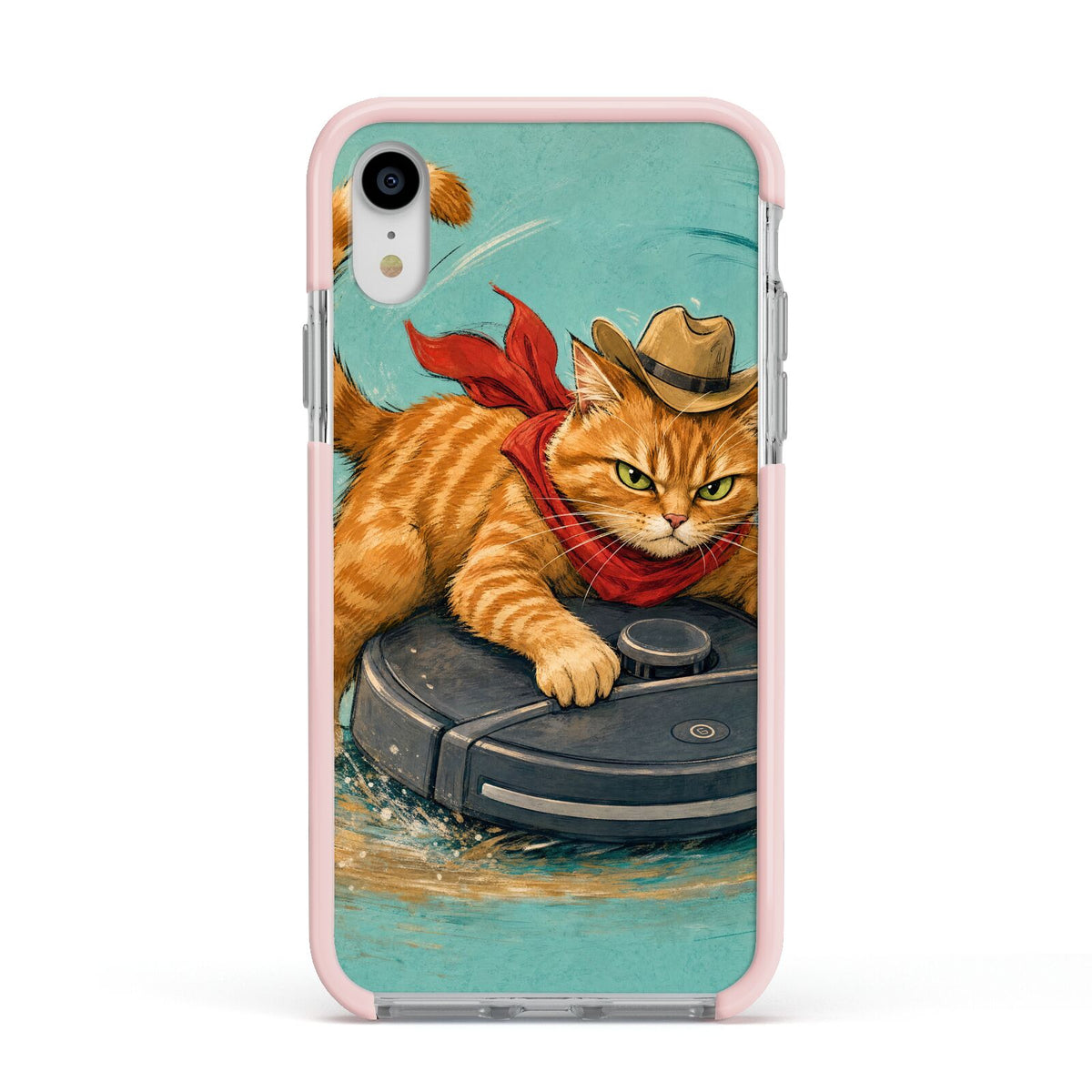 Robo Rodeo Apple iPhone XR Impact Case Pink Edge on Silver Phone