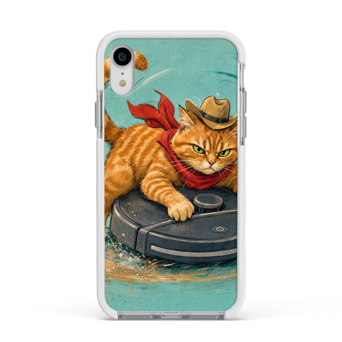 Robo Rodeo Apple iPhone XR Impact Case White Edge on Silver Phone