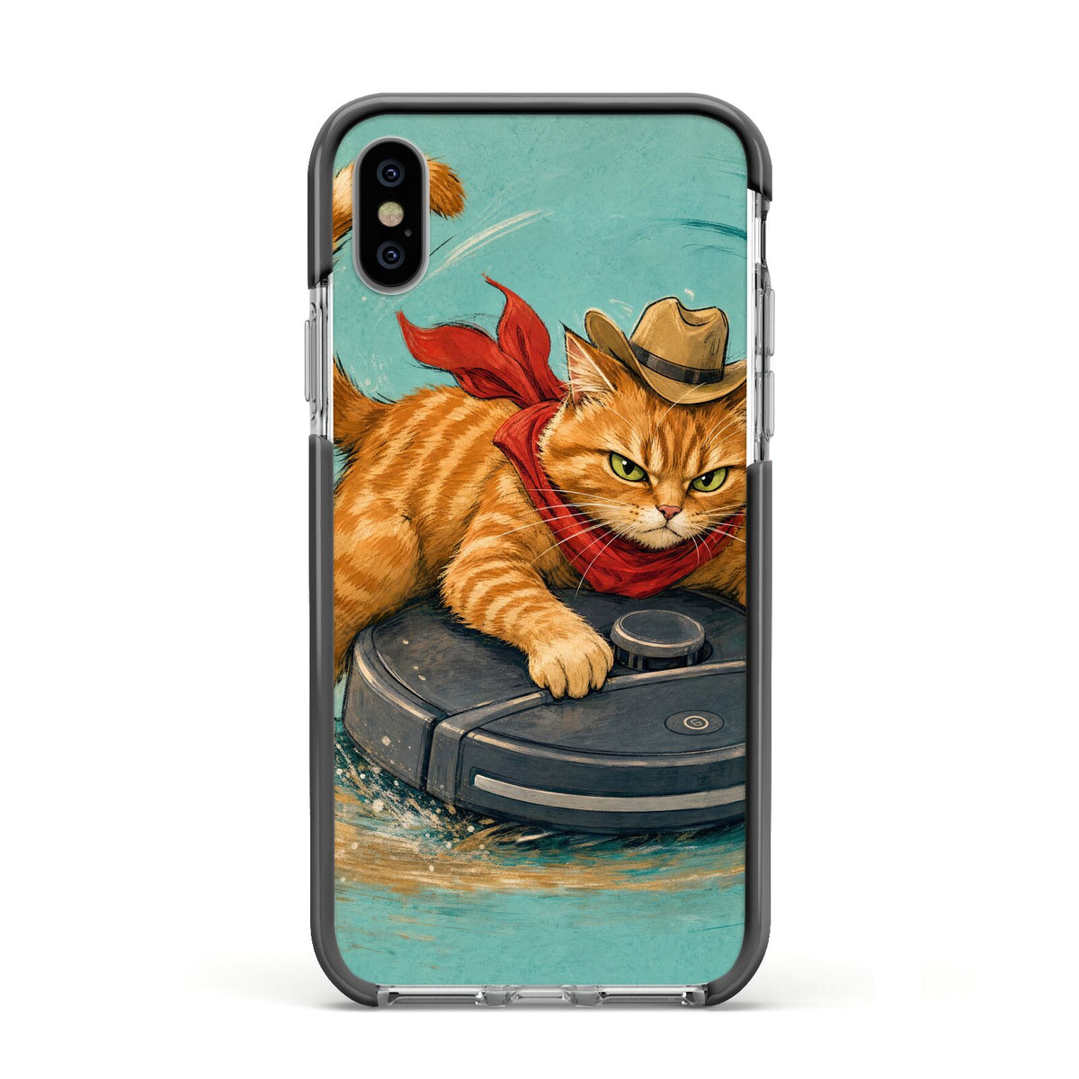 Robo Rodeo Apple iPhone Xs Impact Case Black Edge on Silver Phone